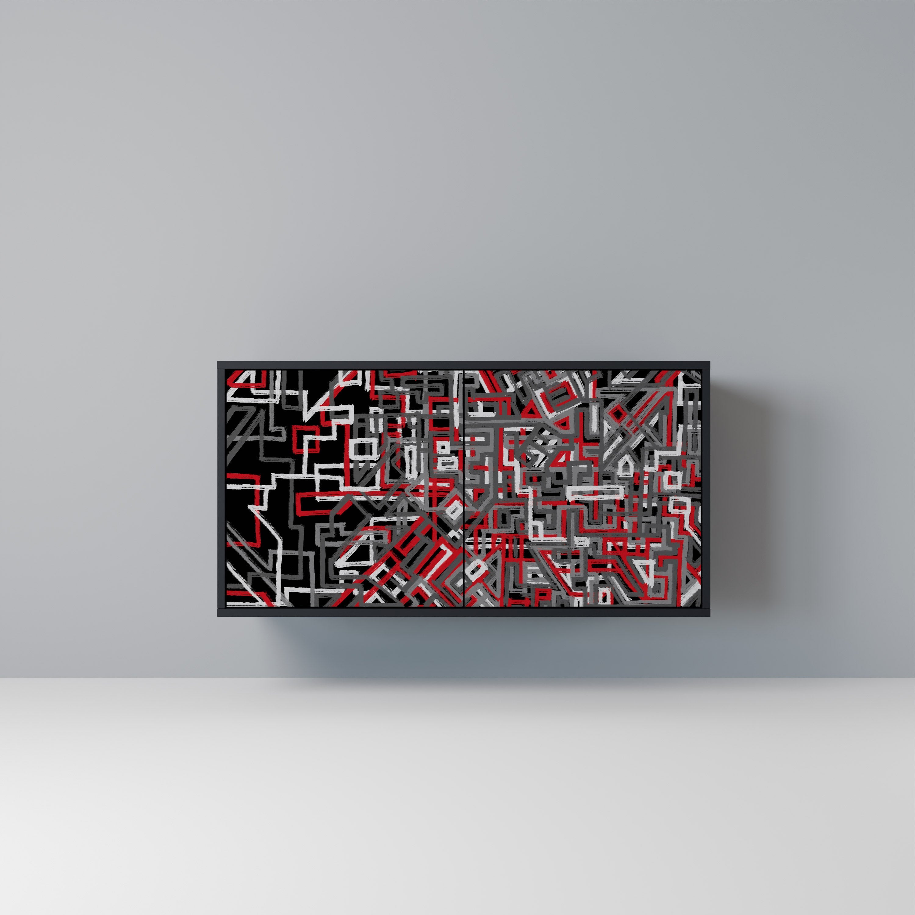 BROKEN LINES Sideboard mit 2 Türen in Schwarz