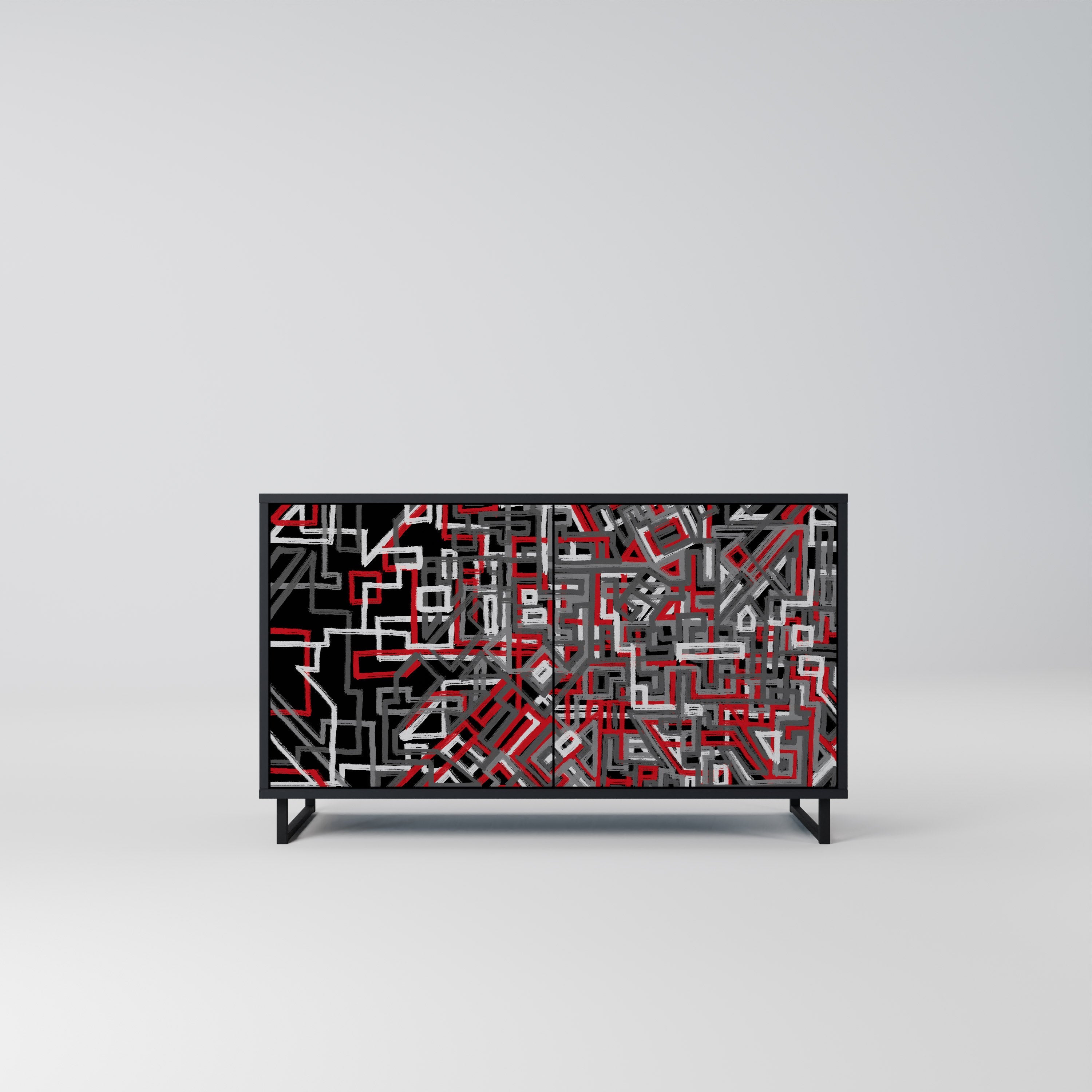 BROKEN LINES Sideboard mit 2 Türen in Schwarz