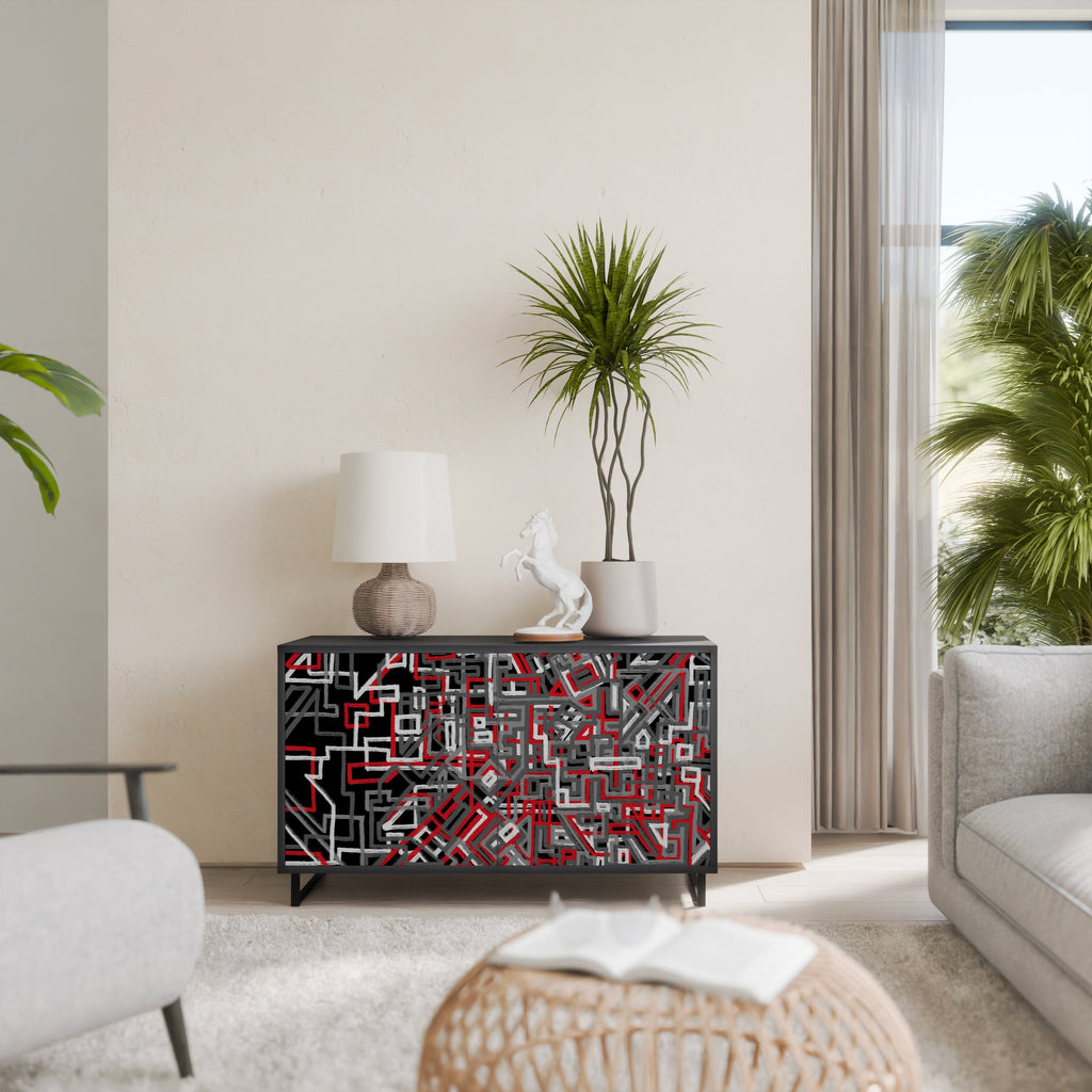 BROKEN LINES Sideboard mit 2 Türen in Schwarz