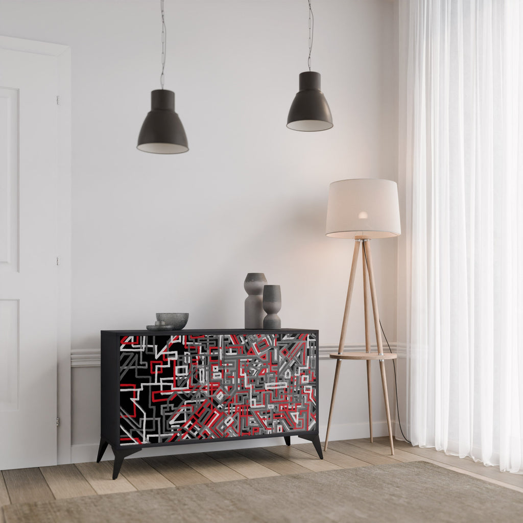 BROKEN LINES Sideboard mit 2 Türen in Schwarz