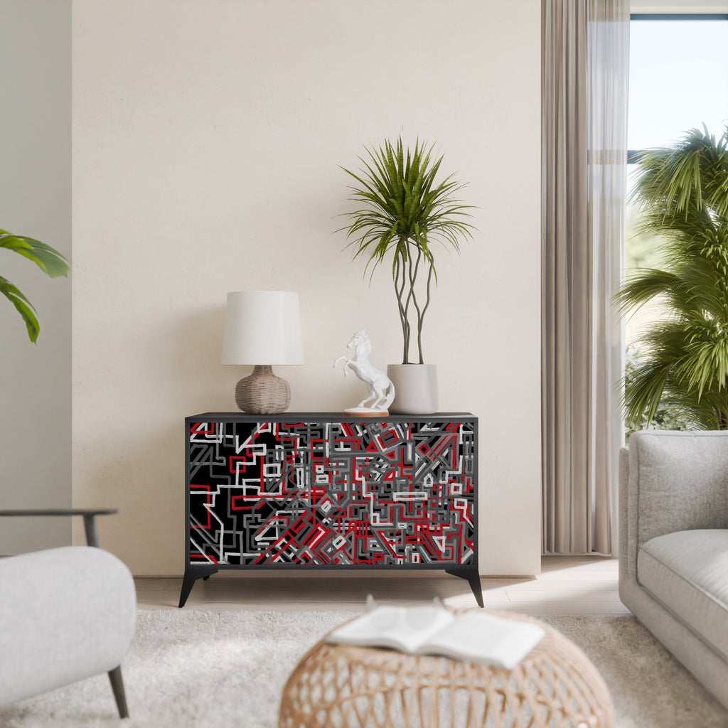 BROKEN LINES Sideboard mit 2 Türen in Schwarz