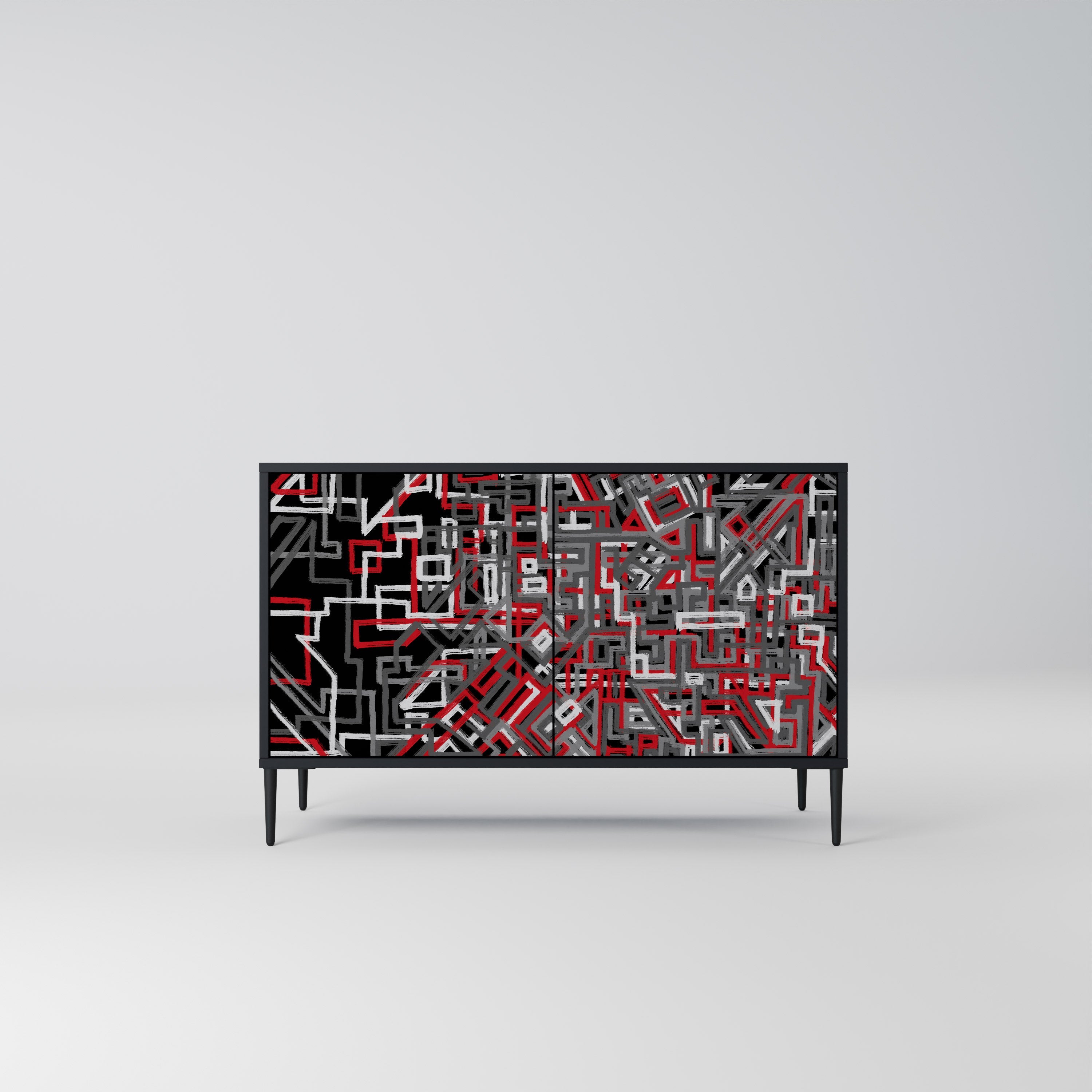 BROKEN LINES Sideboard mit 2 Türen in Schwarz