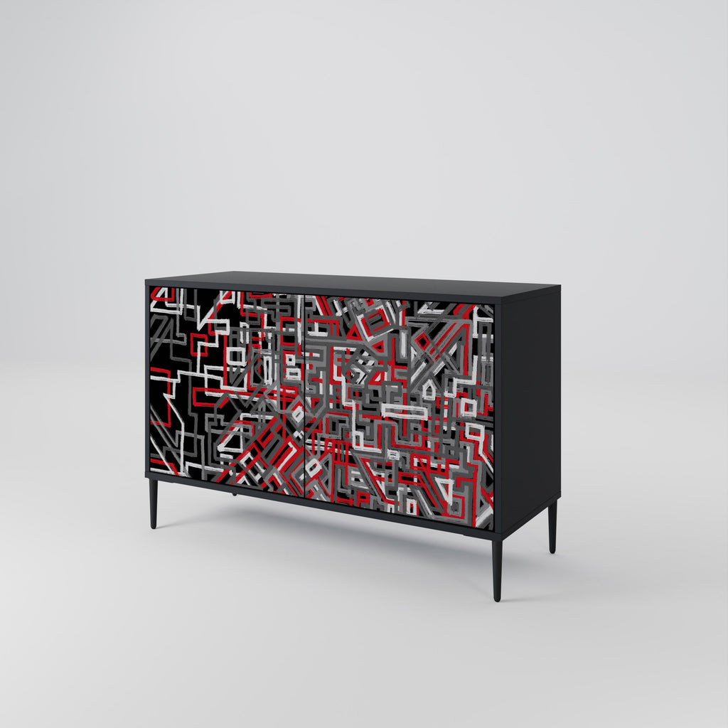 BROKEN LINES Sideboard mit 2 Türen in Schwarz
