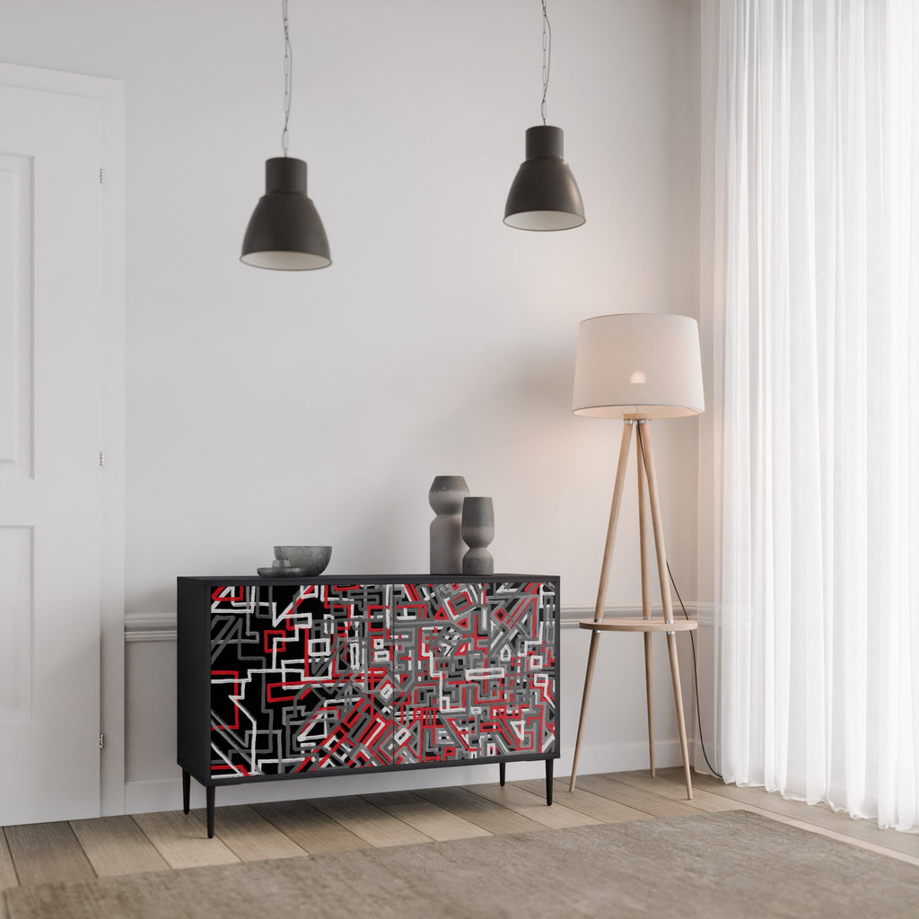 BROKEN LINES Sideboard mit 2 Türen in Schwarz