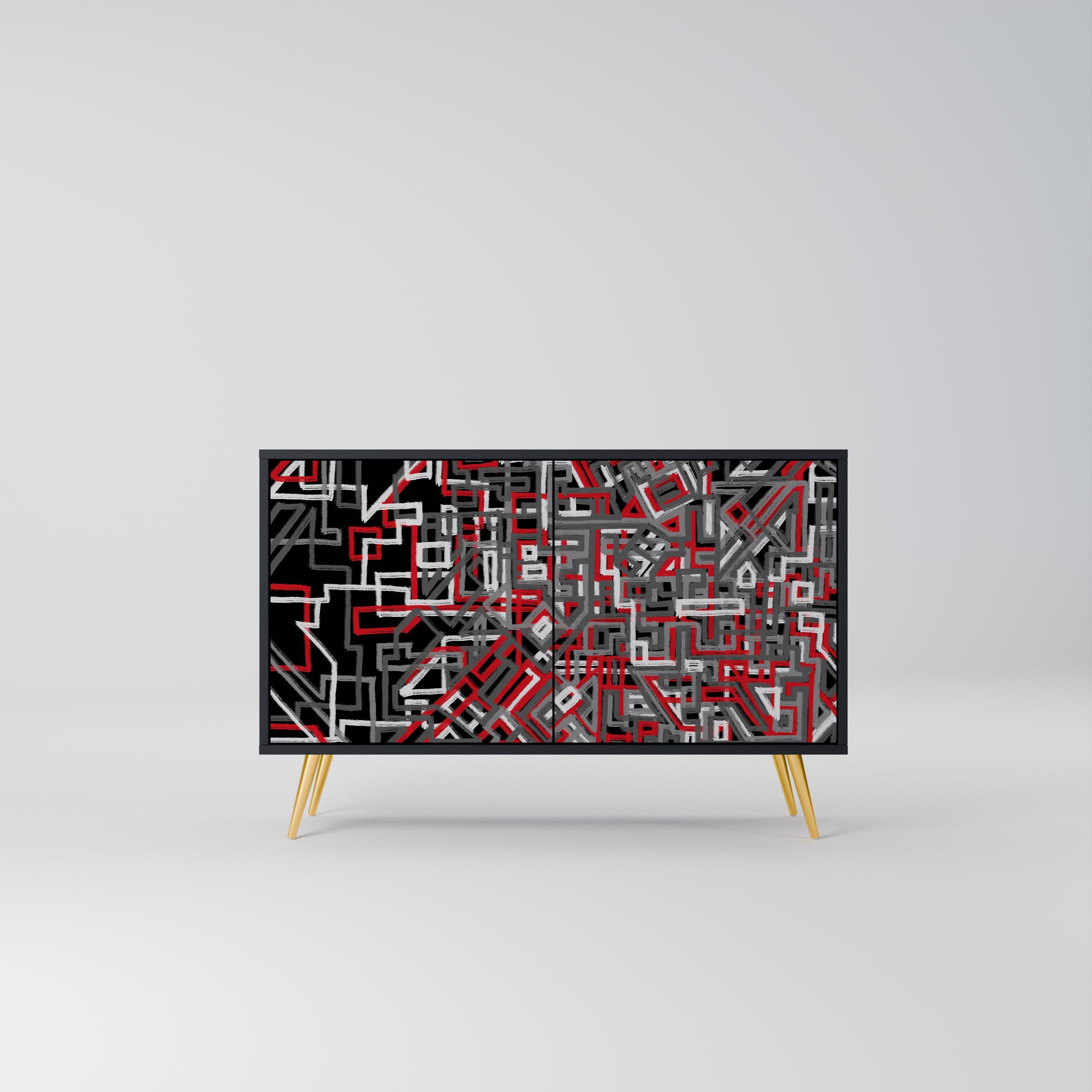 BROKEN LINES Sideboard mit 2 Türen in Schwarz