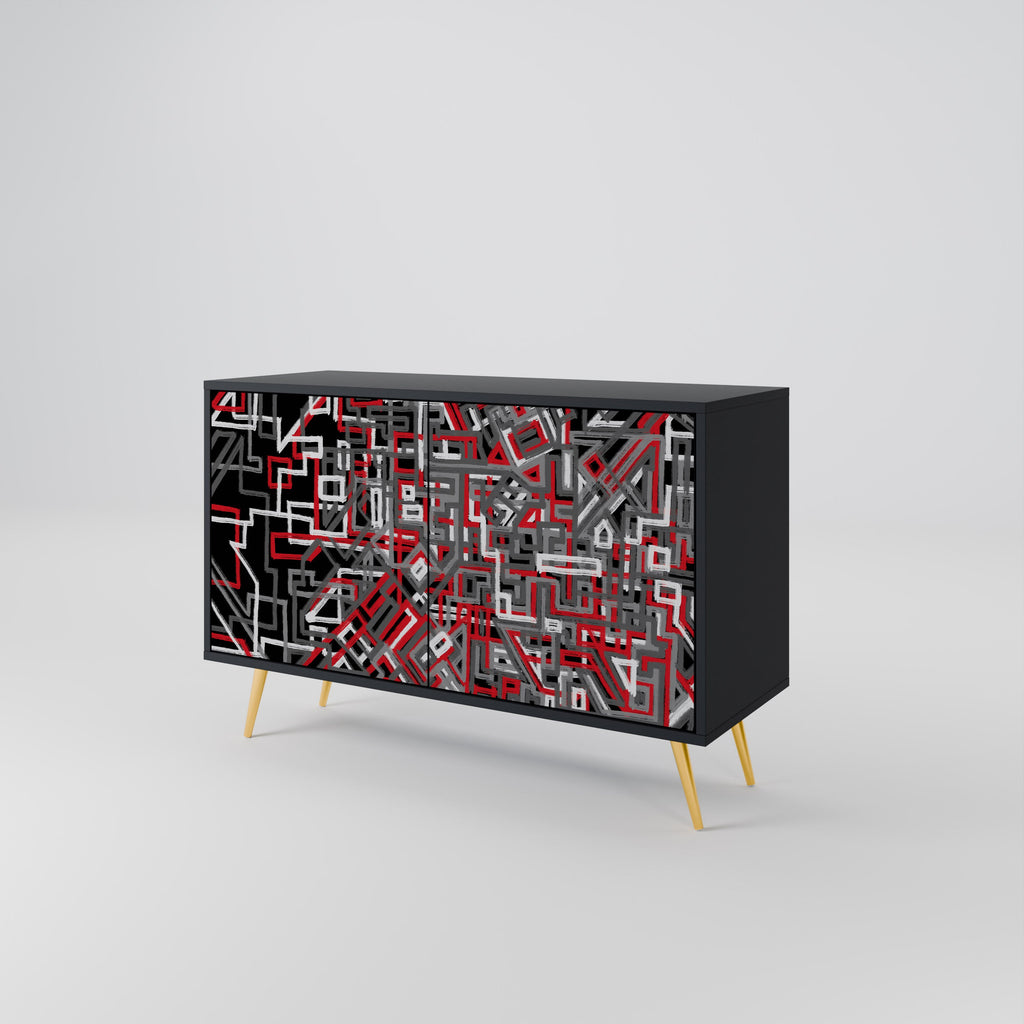 BROKEN LINES Sideboard mit 2 Türen in Schwarz