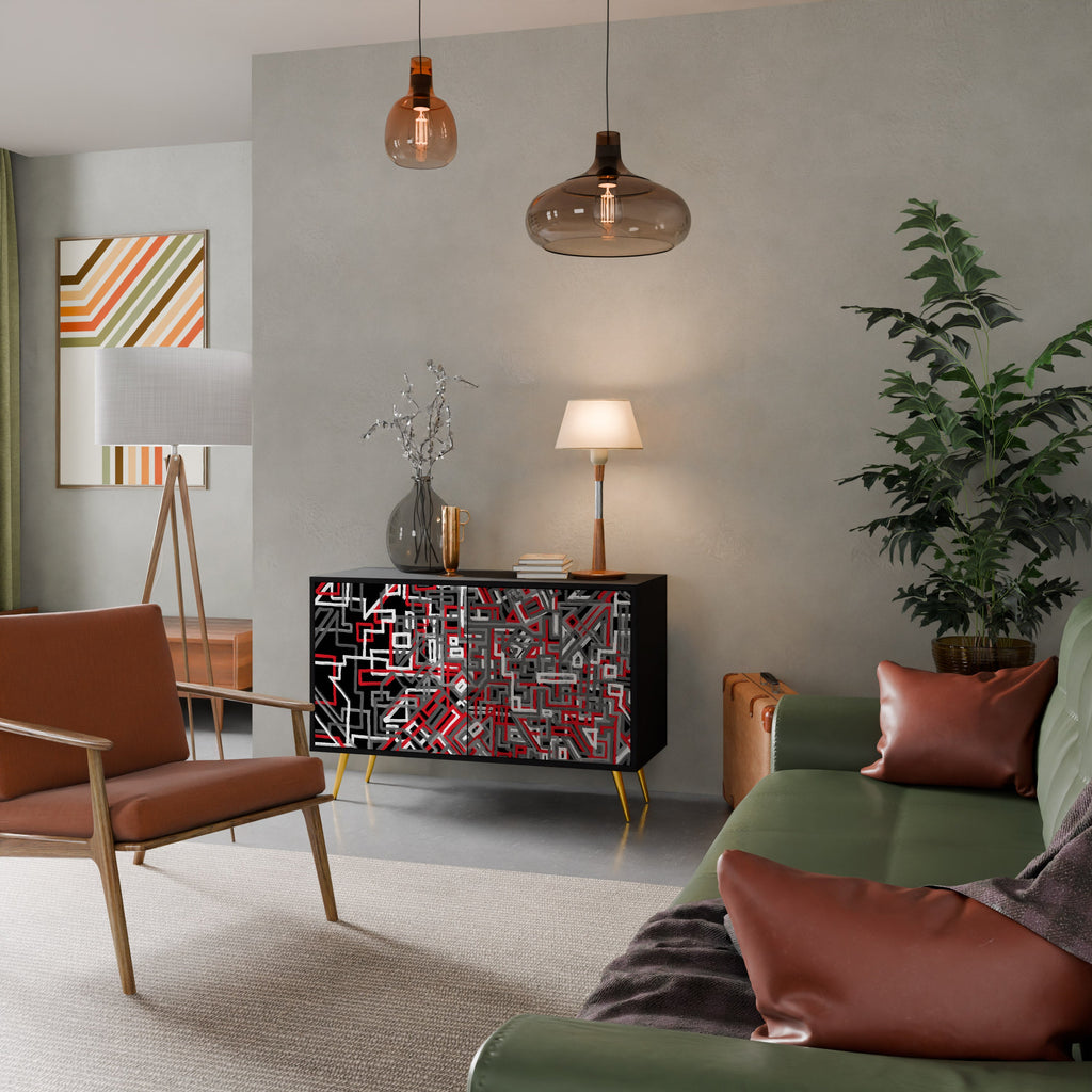 BROKEN LINES Sideboard mit 2 Türen in Schwarz