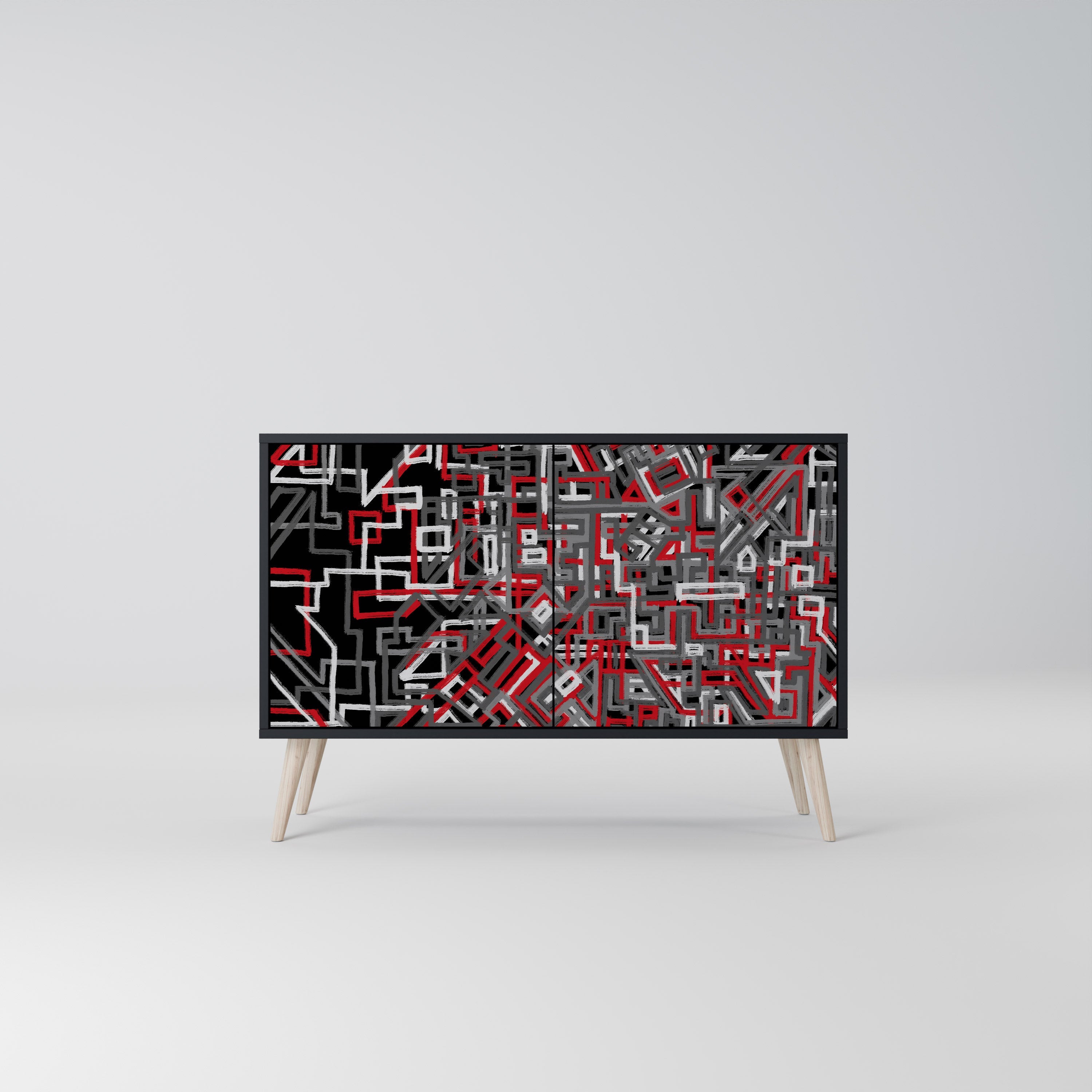 BROKEN LINES Sideboard mit 2 Türen in Schwarz