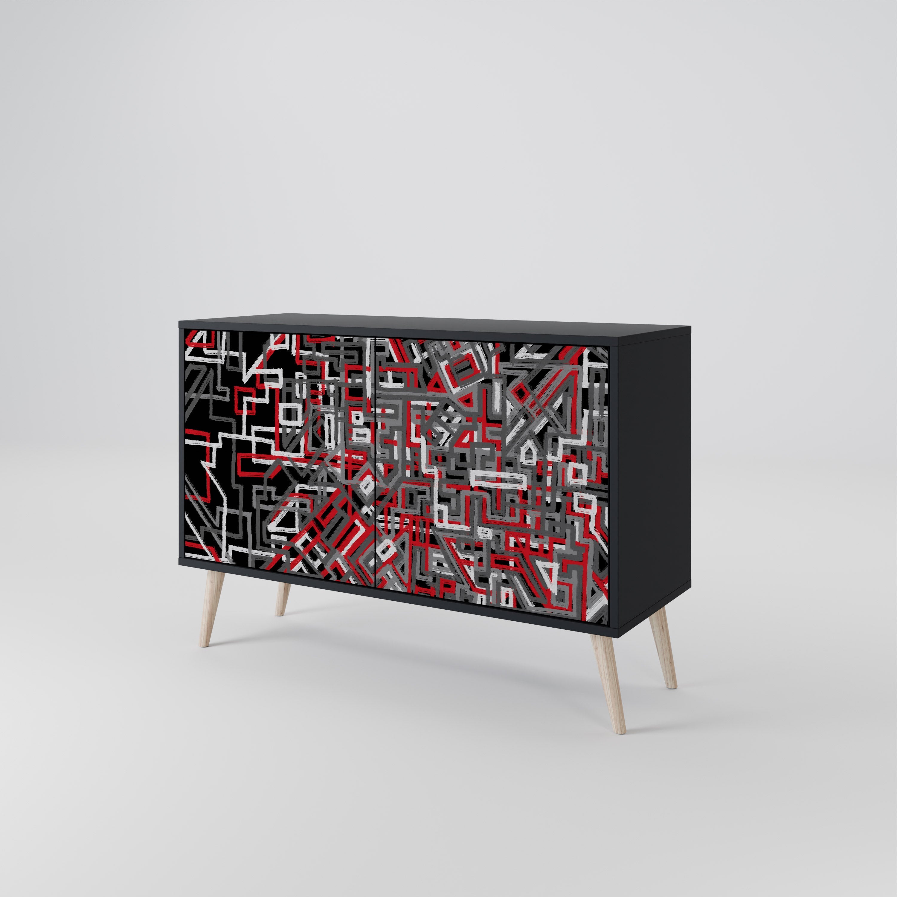 BROKEN LINES Sideboard mit 2 Türen in Schwarz