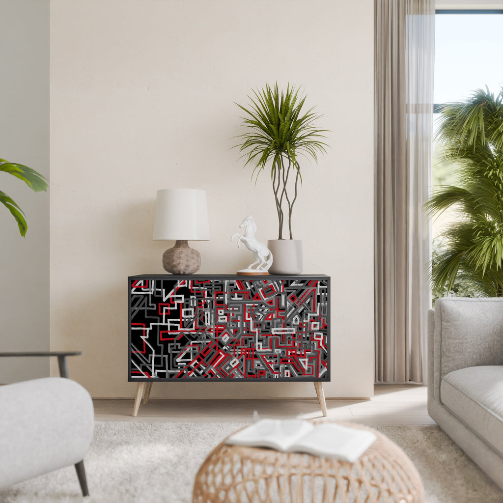 BROKEN LINES Sideboard mit 2 Türen in Schwarz