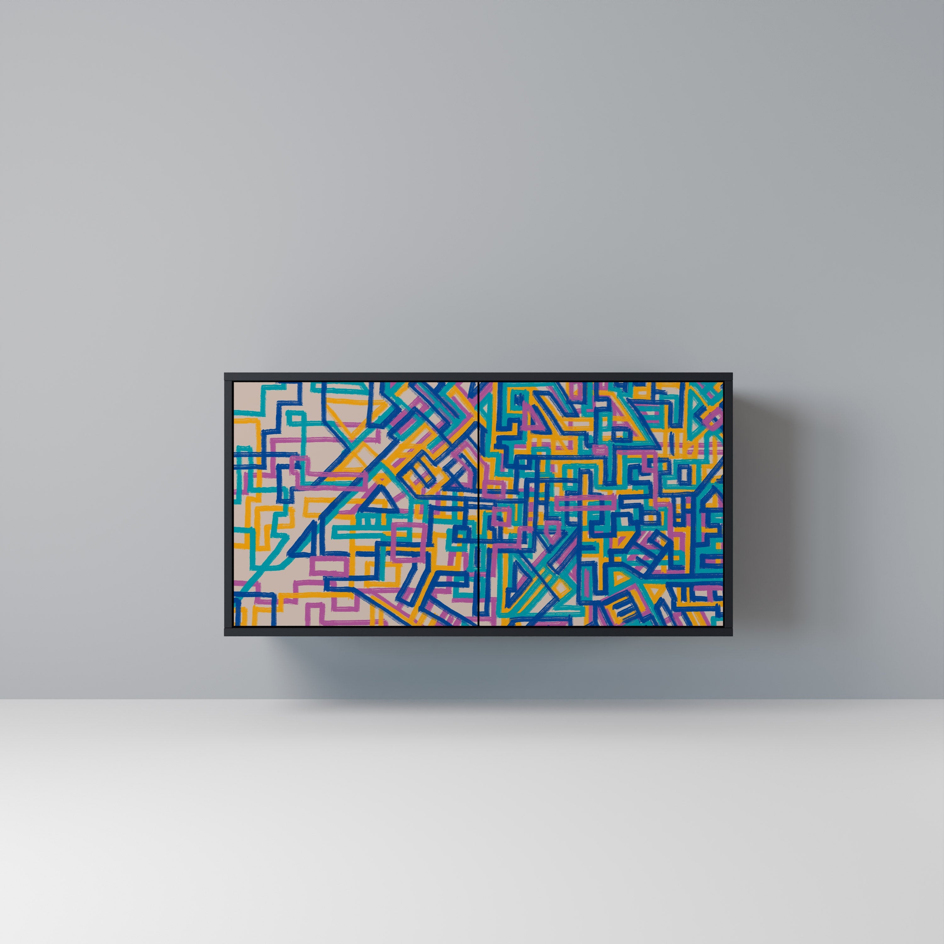 MEMORIES MAP Sideboard mit 2 Türen in Schwarz