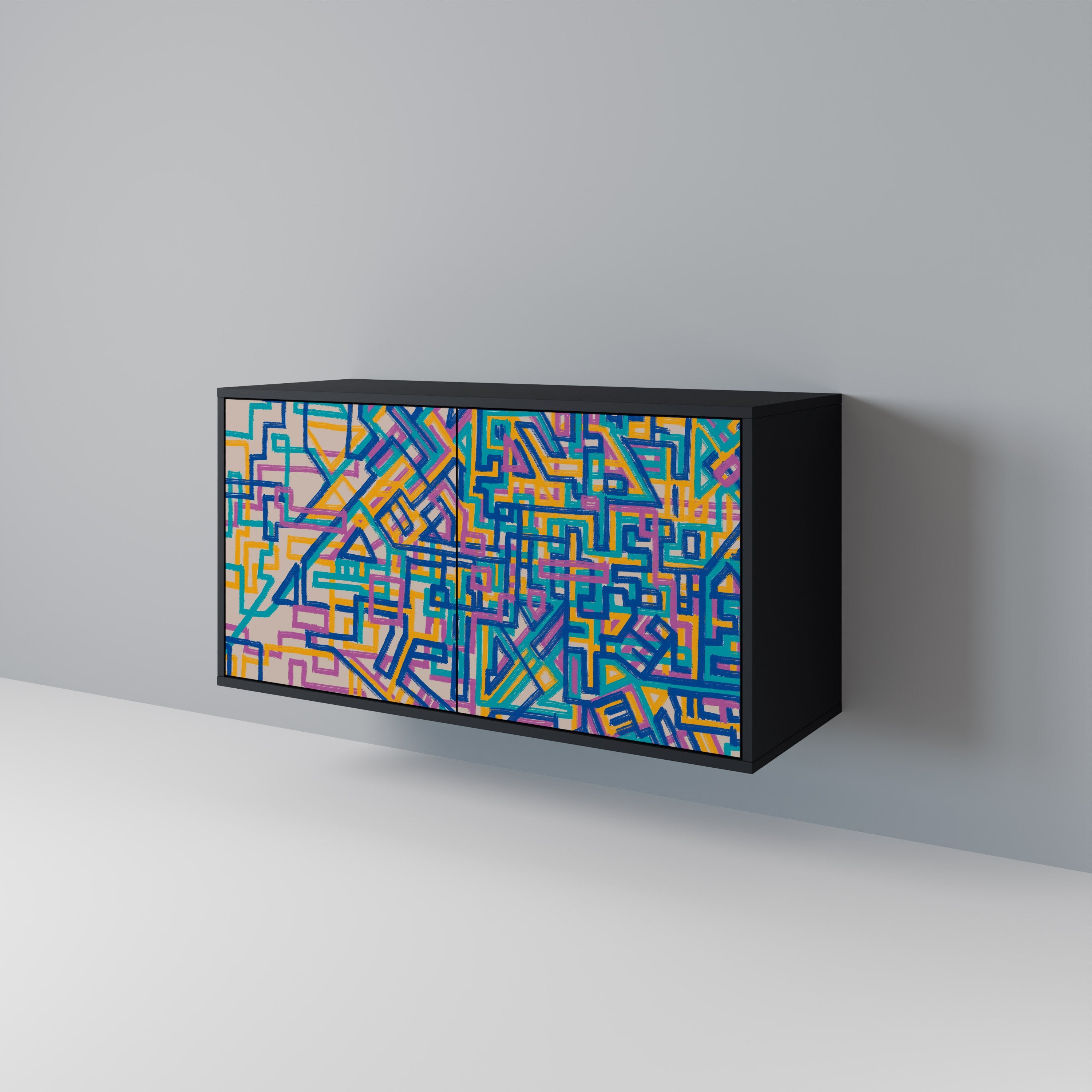 MEMORIES MAP Sideboard mit 2 Türen in Schwarz