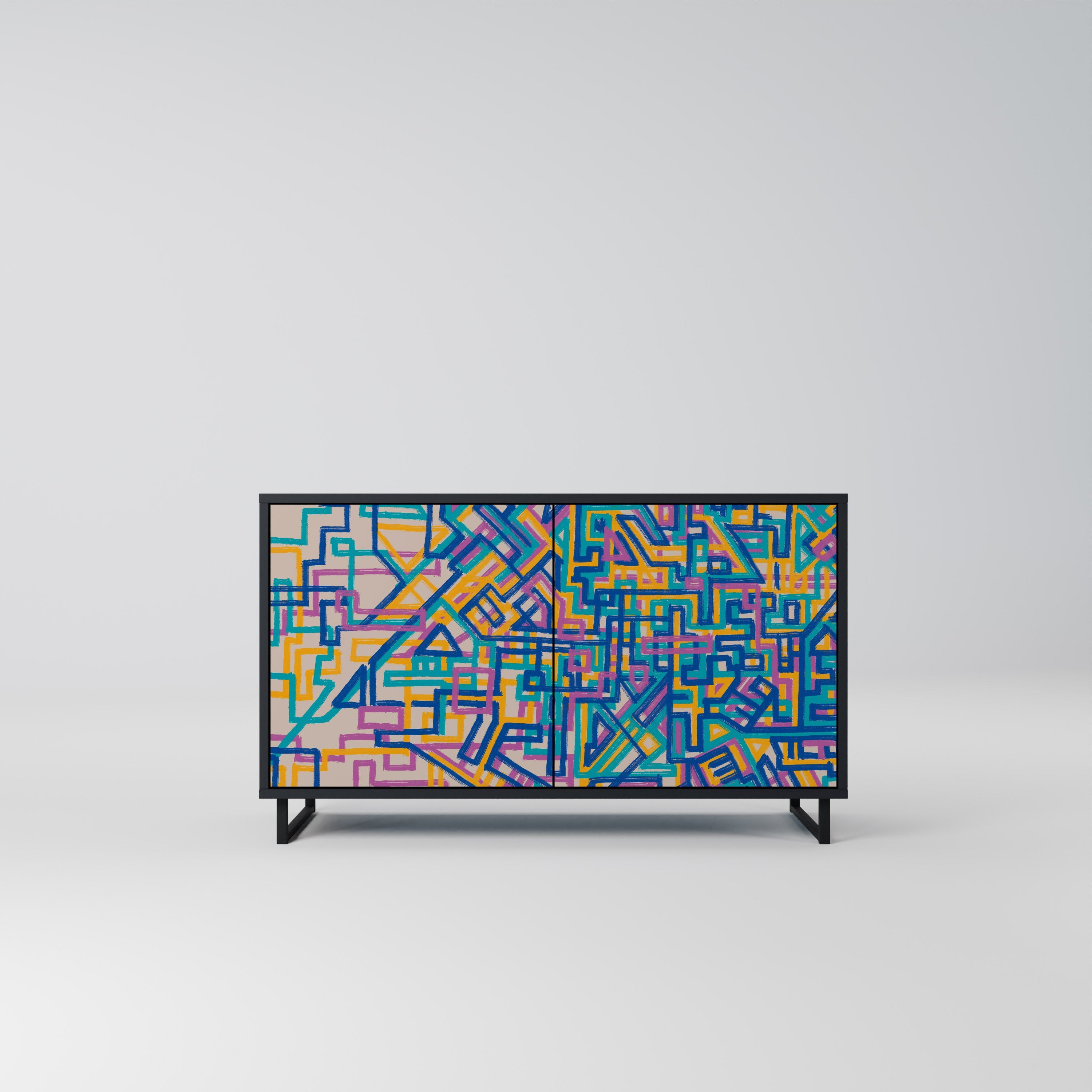 MEMORIES MAP Sideboard mit 2 Türen in Schwarz