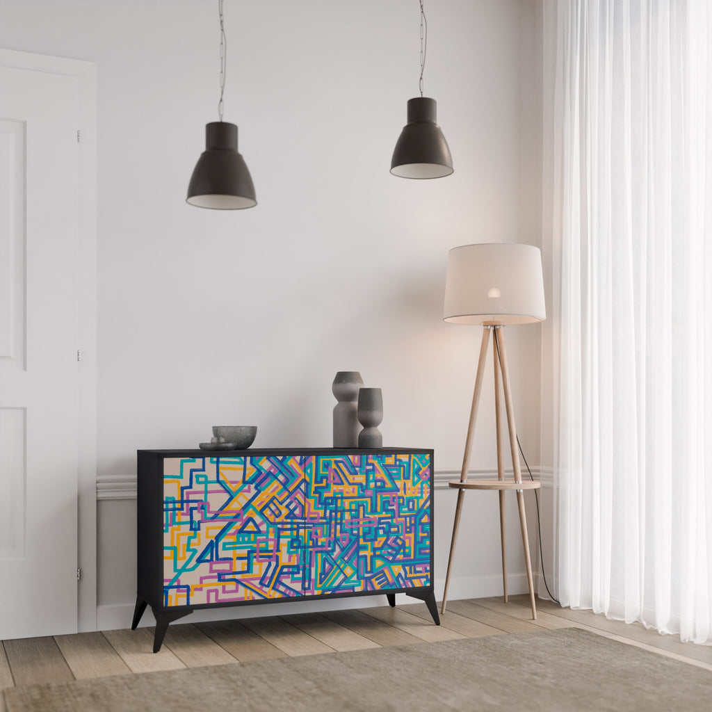 MEMORIES MAP Sideboard mit 2 Türen in Schwarz