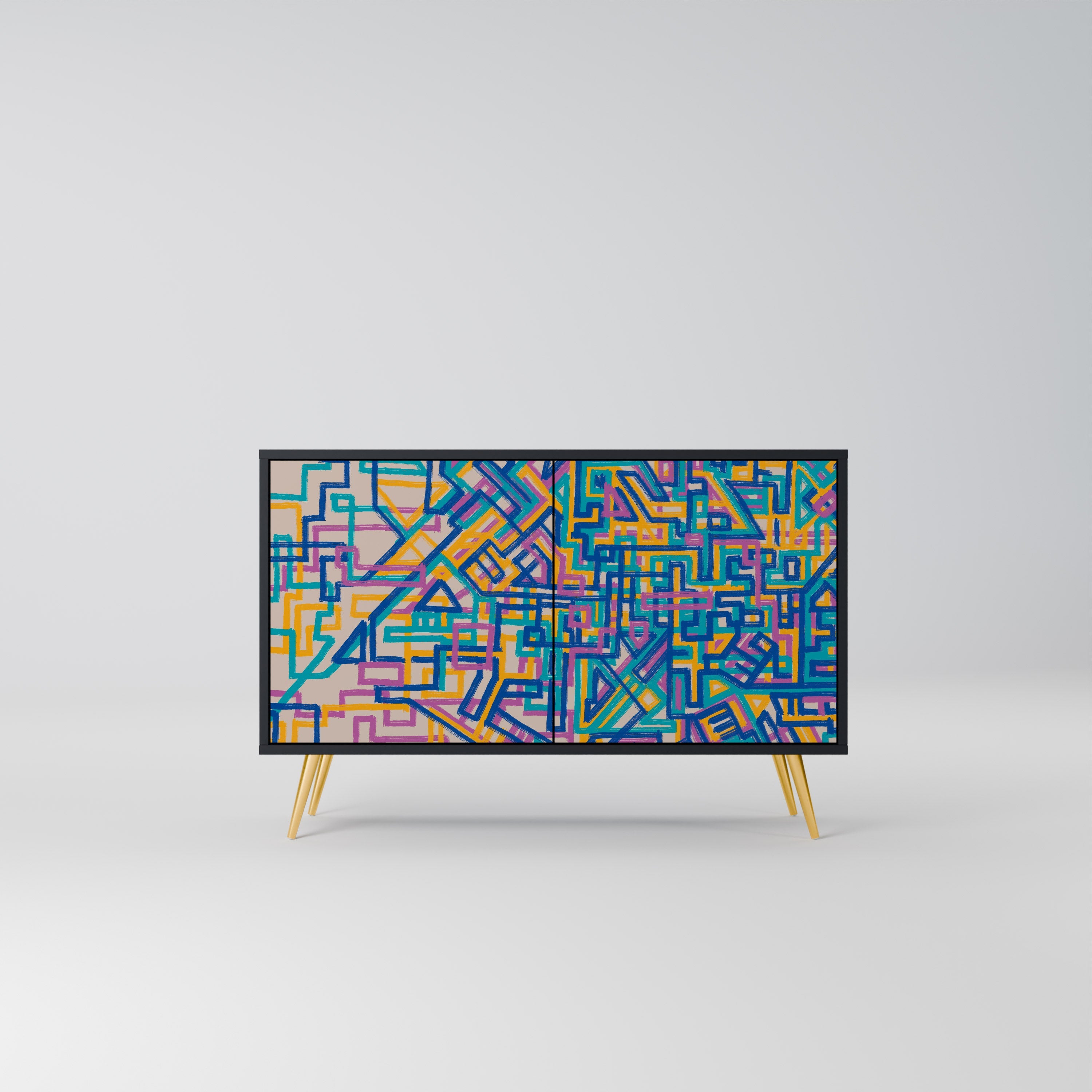 MEMORIES MAP Sideboard mit 2 Türen in Schwarz