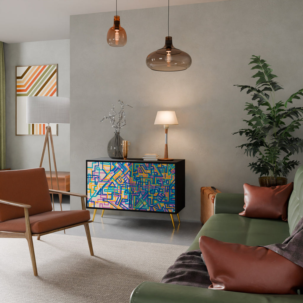 MEMORIES MAP Sideboard mit 2 Türen in Schwarz