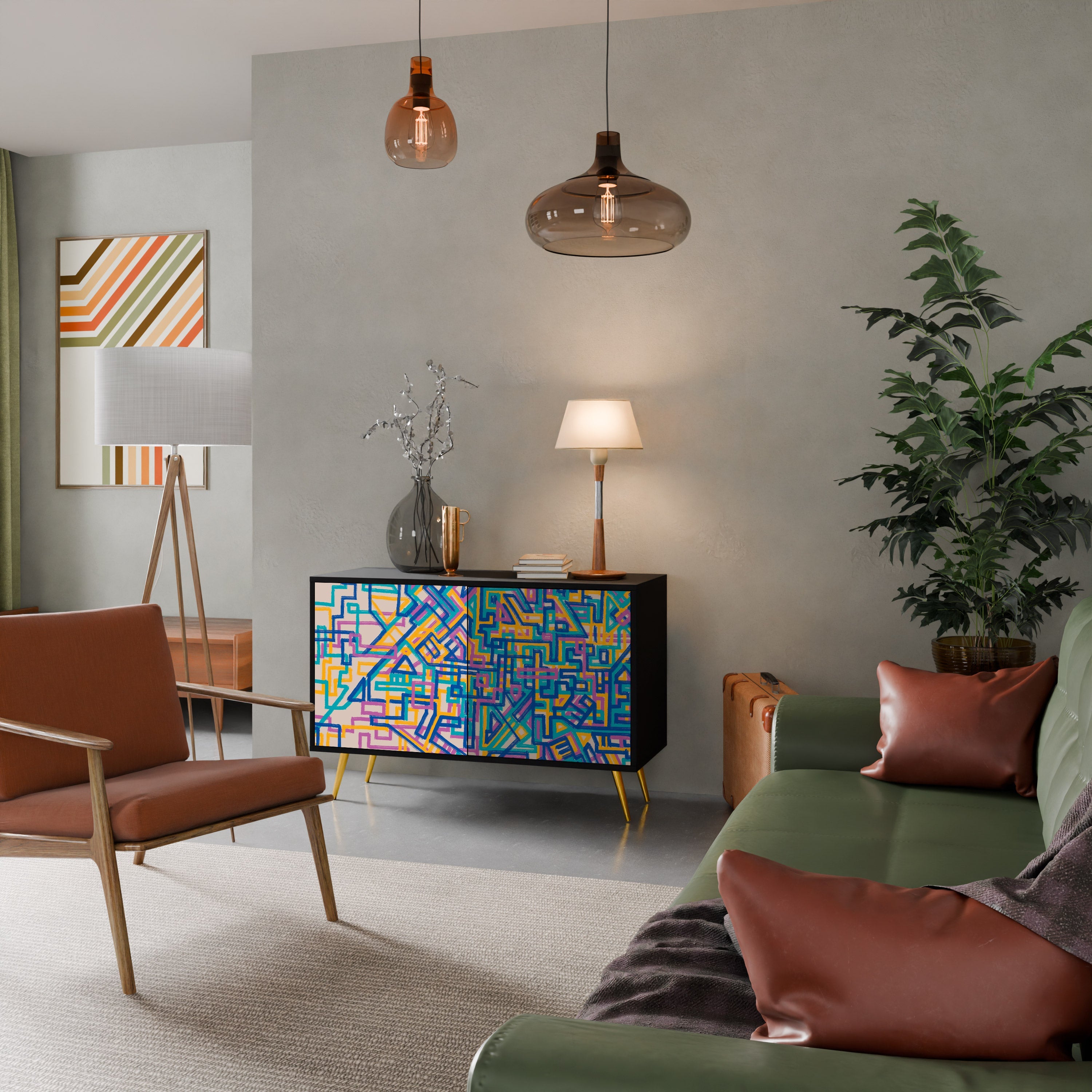 MEMORIES MAP Sideboard mit 2 Türen in Schwarz