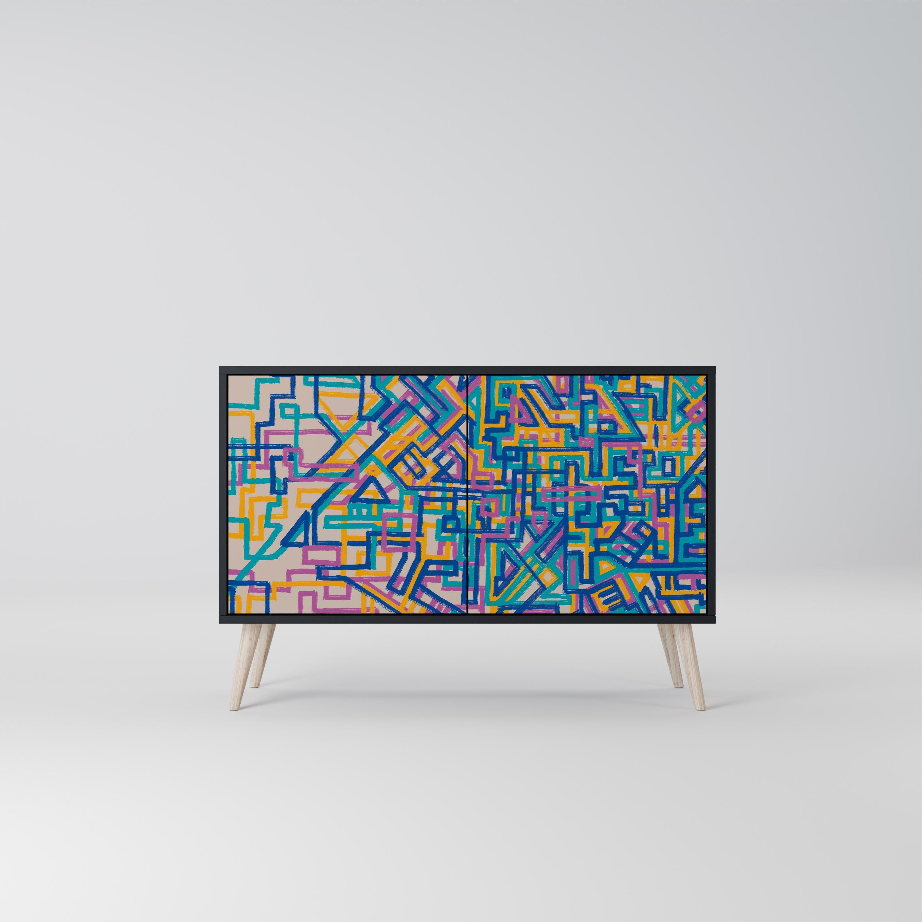 MEMORIES MAP Sideboard mit 2 Türen in Schwarz