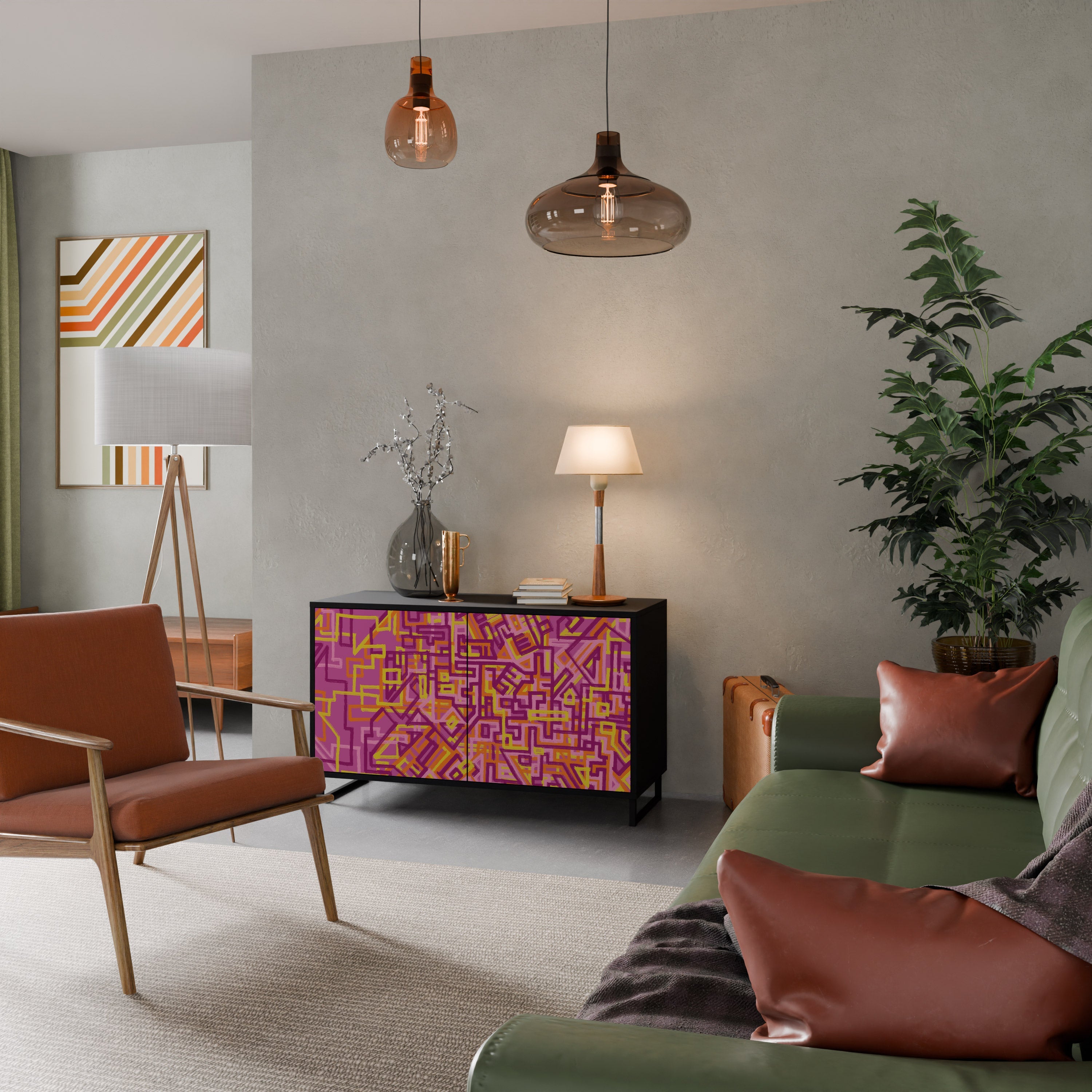 LOVELY MEMORIES Sideboard mit 2 Türen in Schwarz