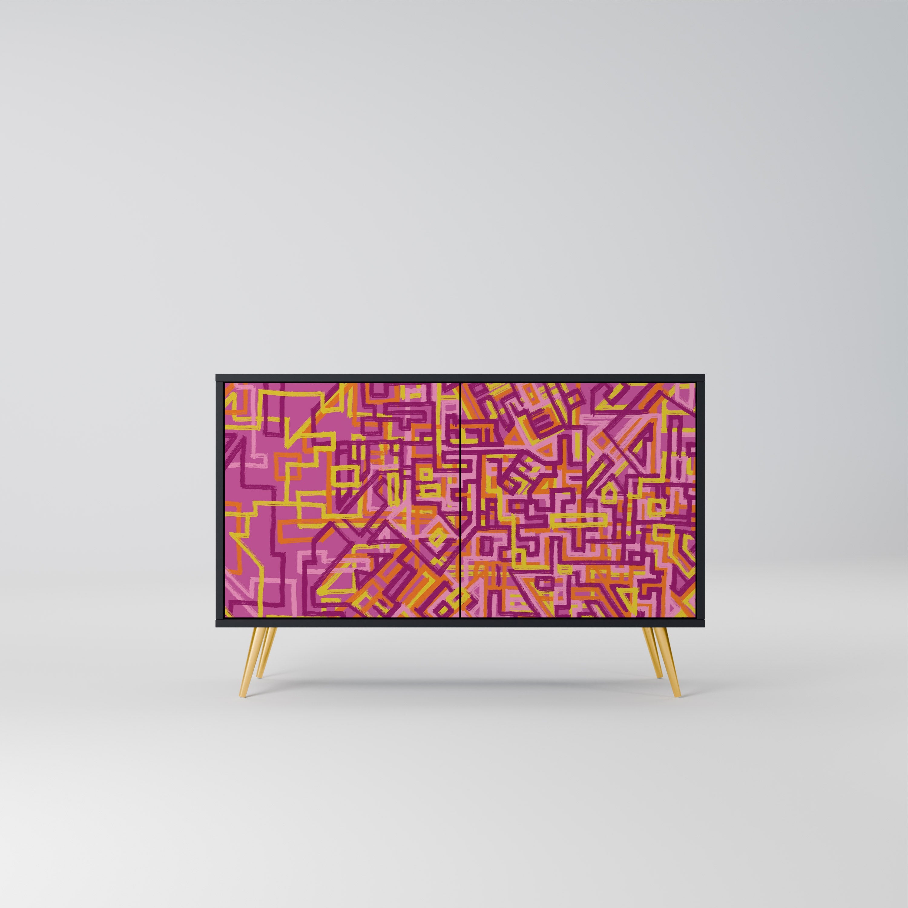 LOVELY MEMORIES Sideboard mit 2 Türen in Schwarz