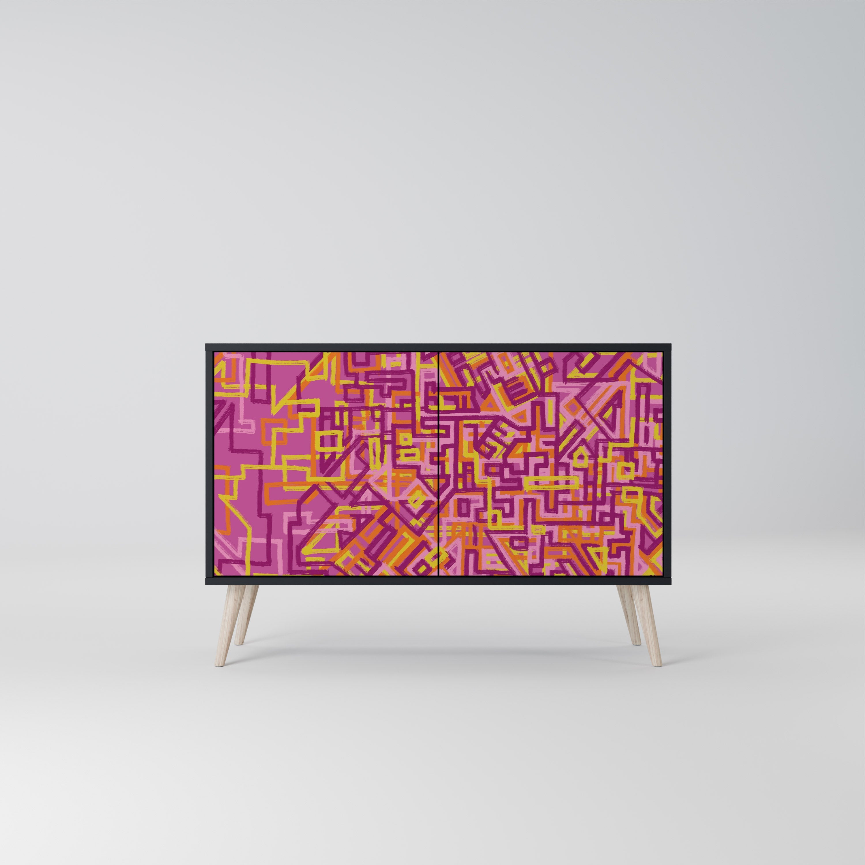 LOVELY MEMORIES Sideboard mit 2 Türen in Schwarz