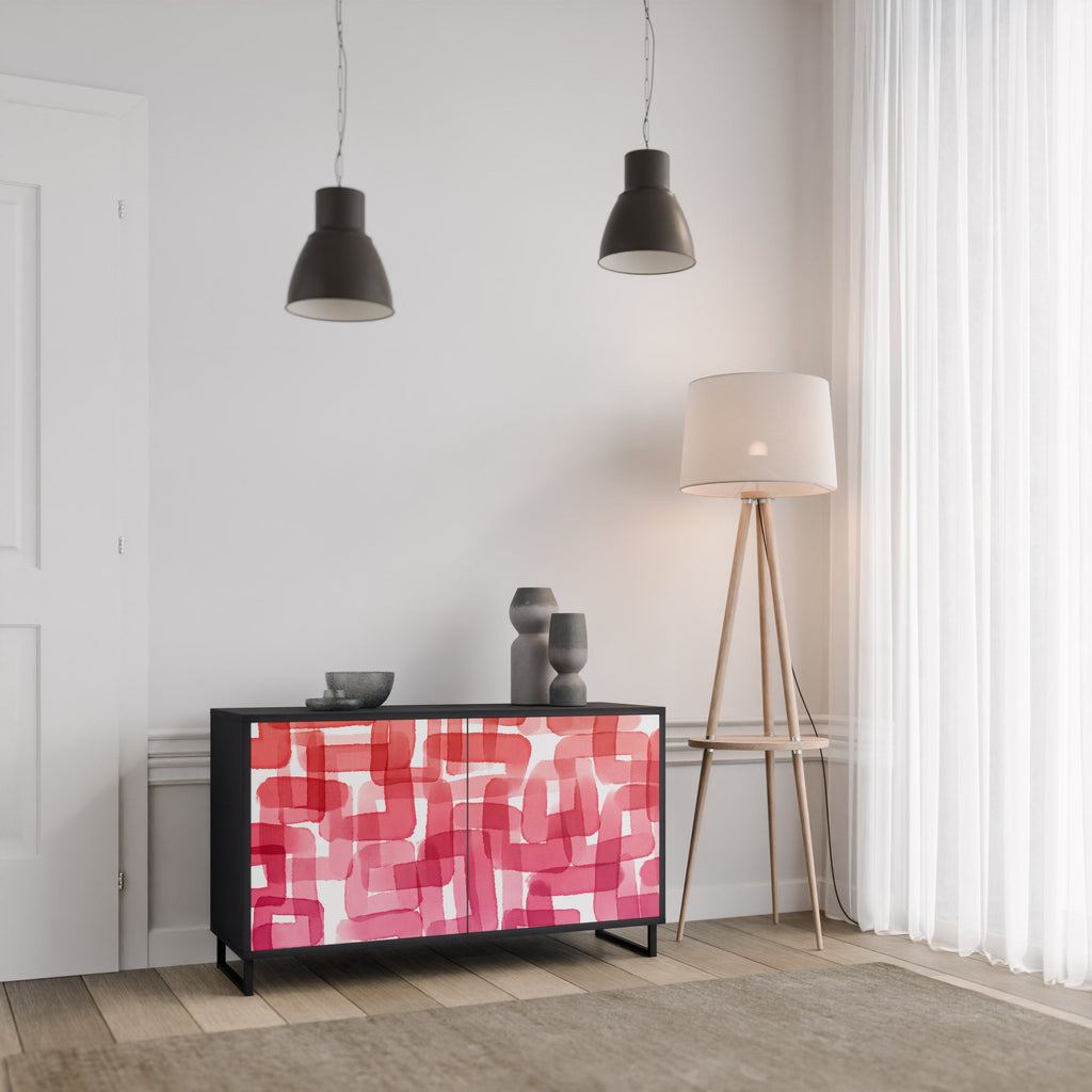 KALEIDOSCOPIC CUBISM Sideboard mit 2 Türen in Schwarz