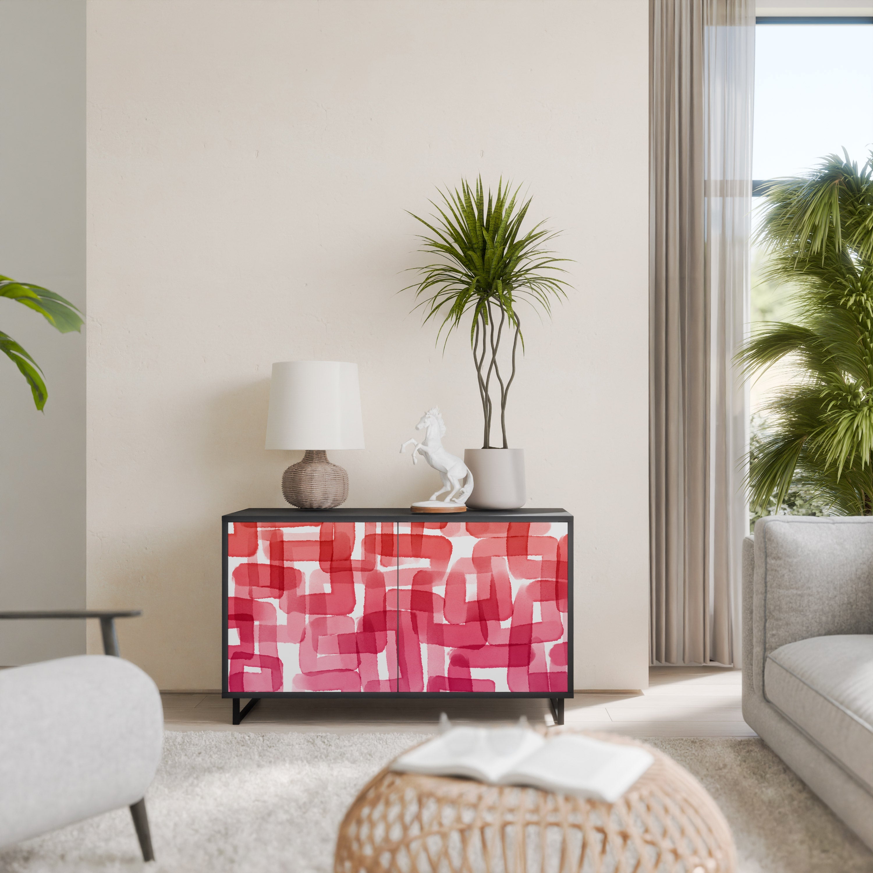 KALEIDOSCOPIC CUBISM Sideboard mit 2 Türen in Schwarz