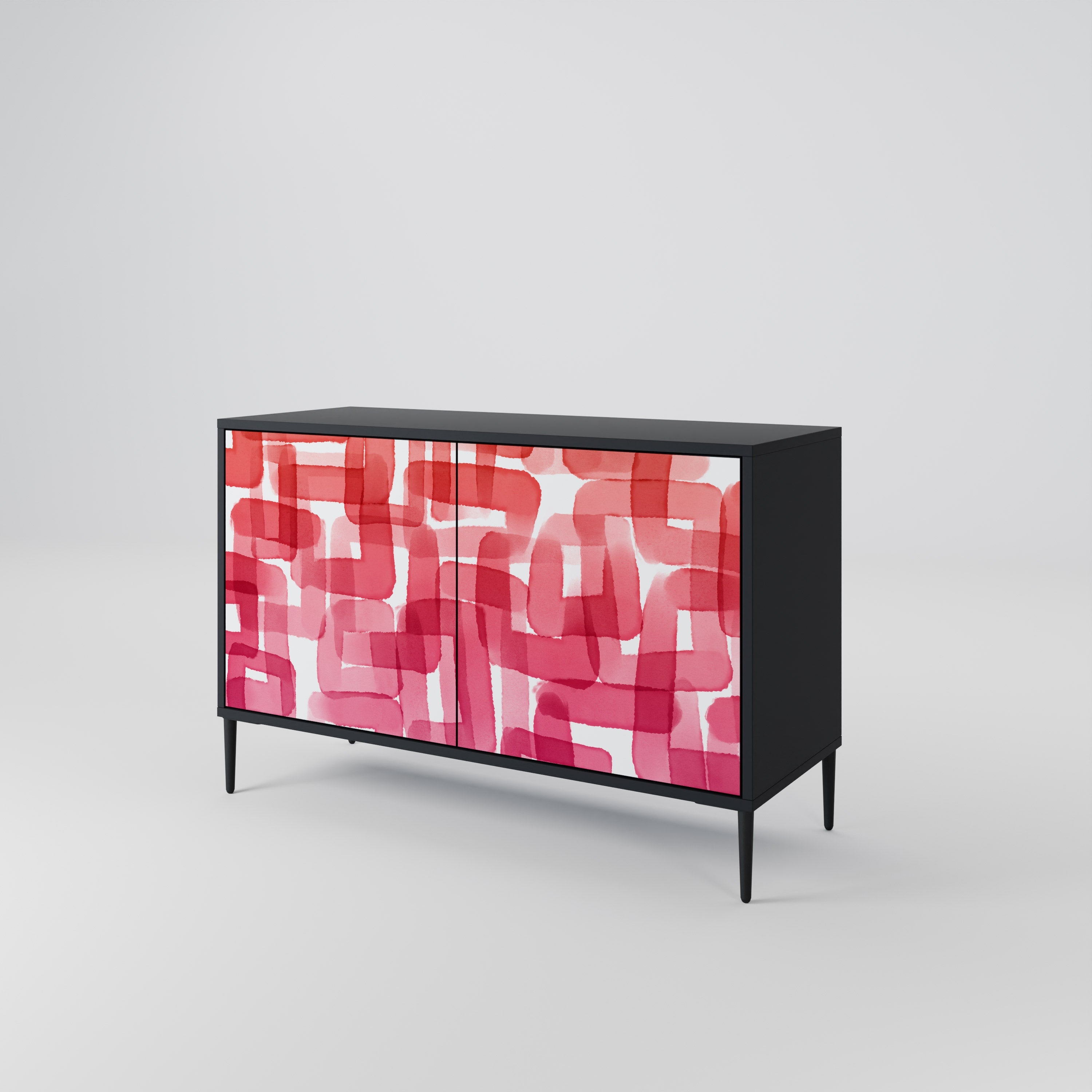 KALEIDOSCOPIC CUBISM Sideboard mit 2 Türen in Schwarz