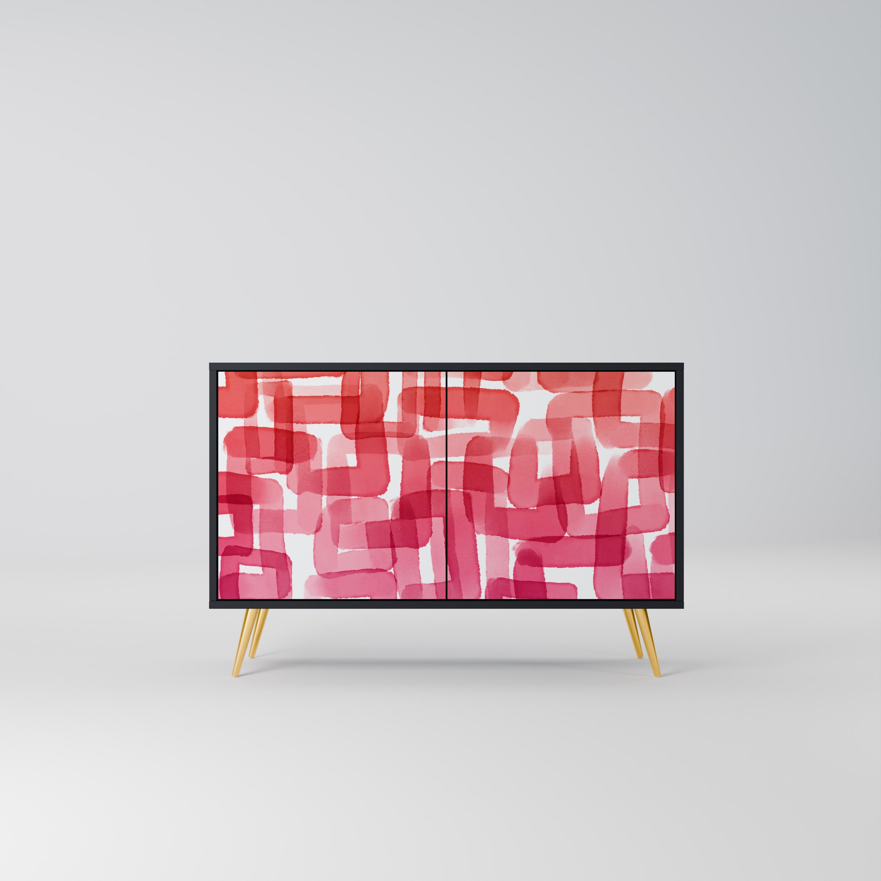 KALEIDOSCOPIC CUBISM Sideboard mit 2 Türen in Schwarz