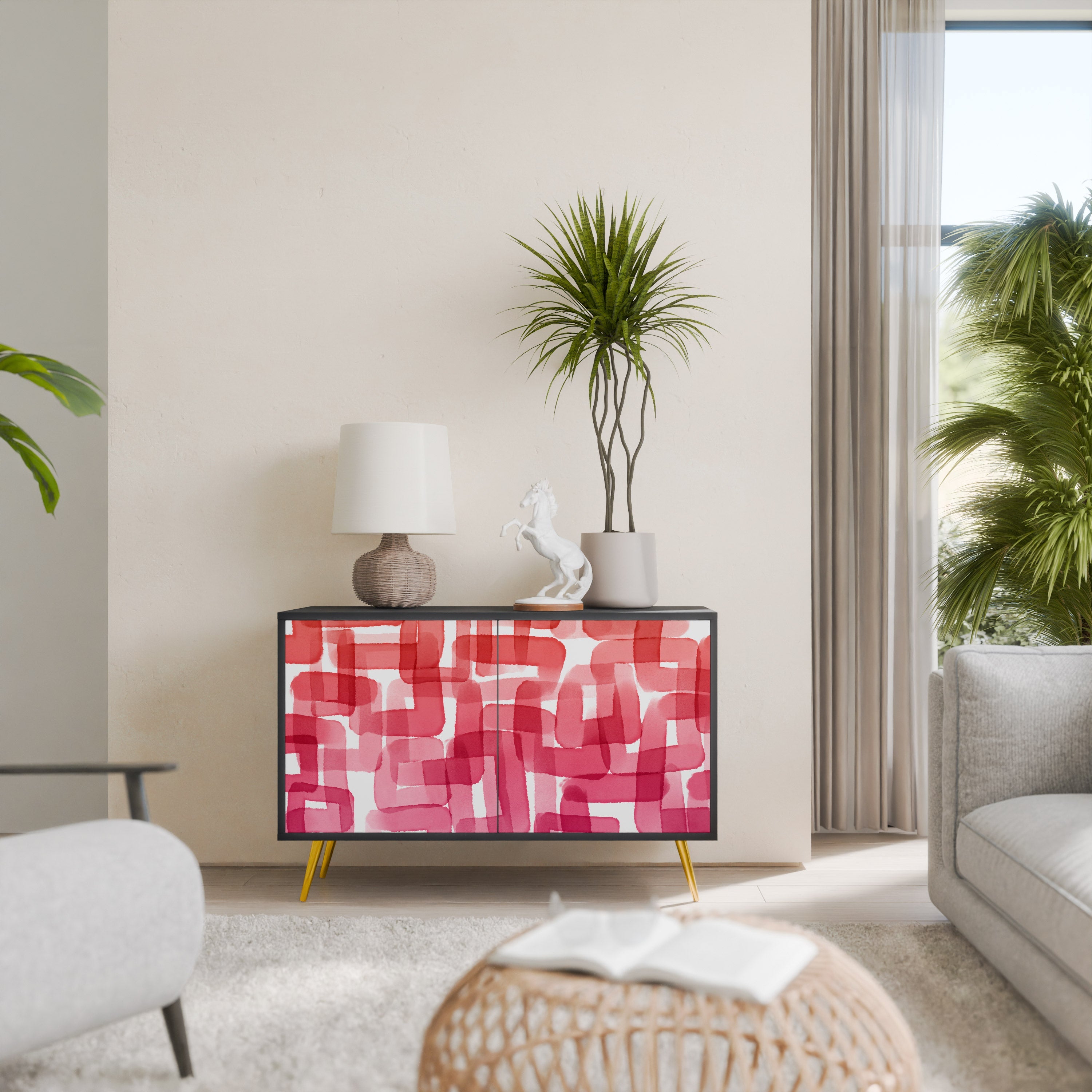 KALEIDOSCOPIC CUBISM Sideboard mit 2 Türen in Schwarz