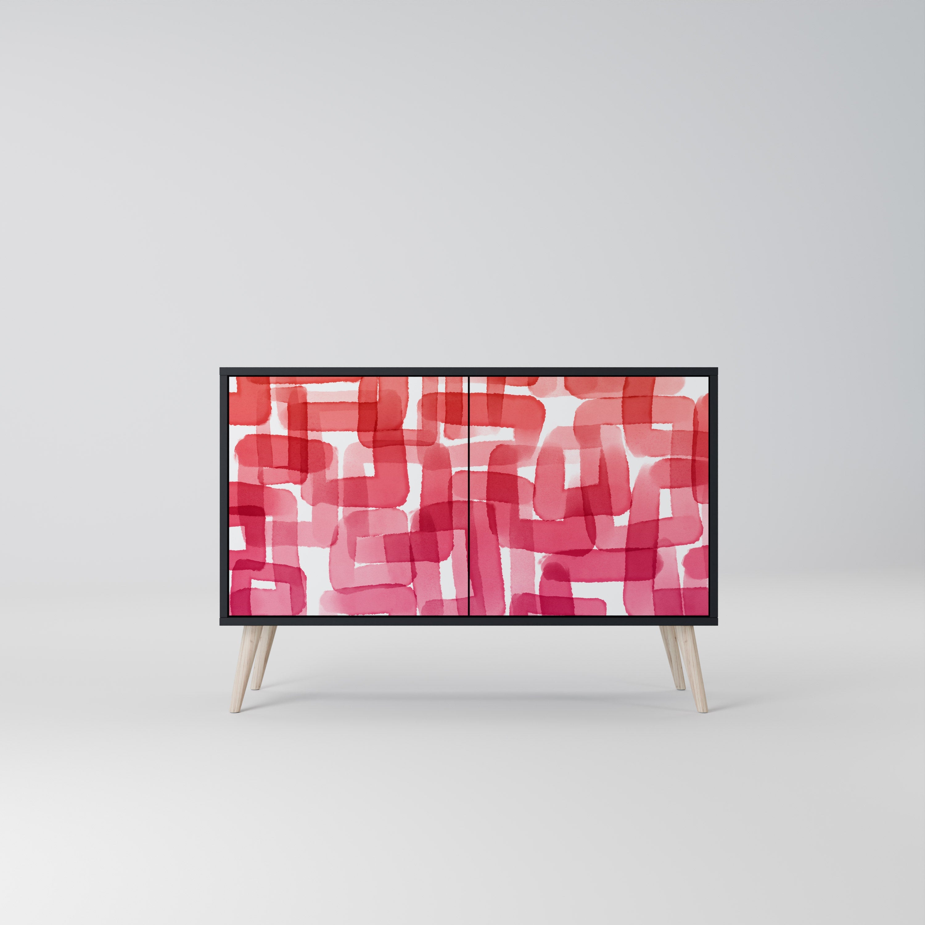 KALEIDOSCOPIC CUBISM Sideboard mit 2 Türen in Schwarz