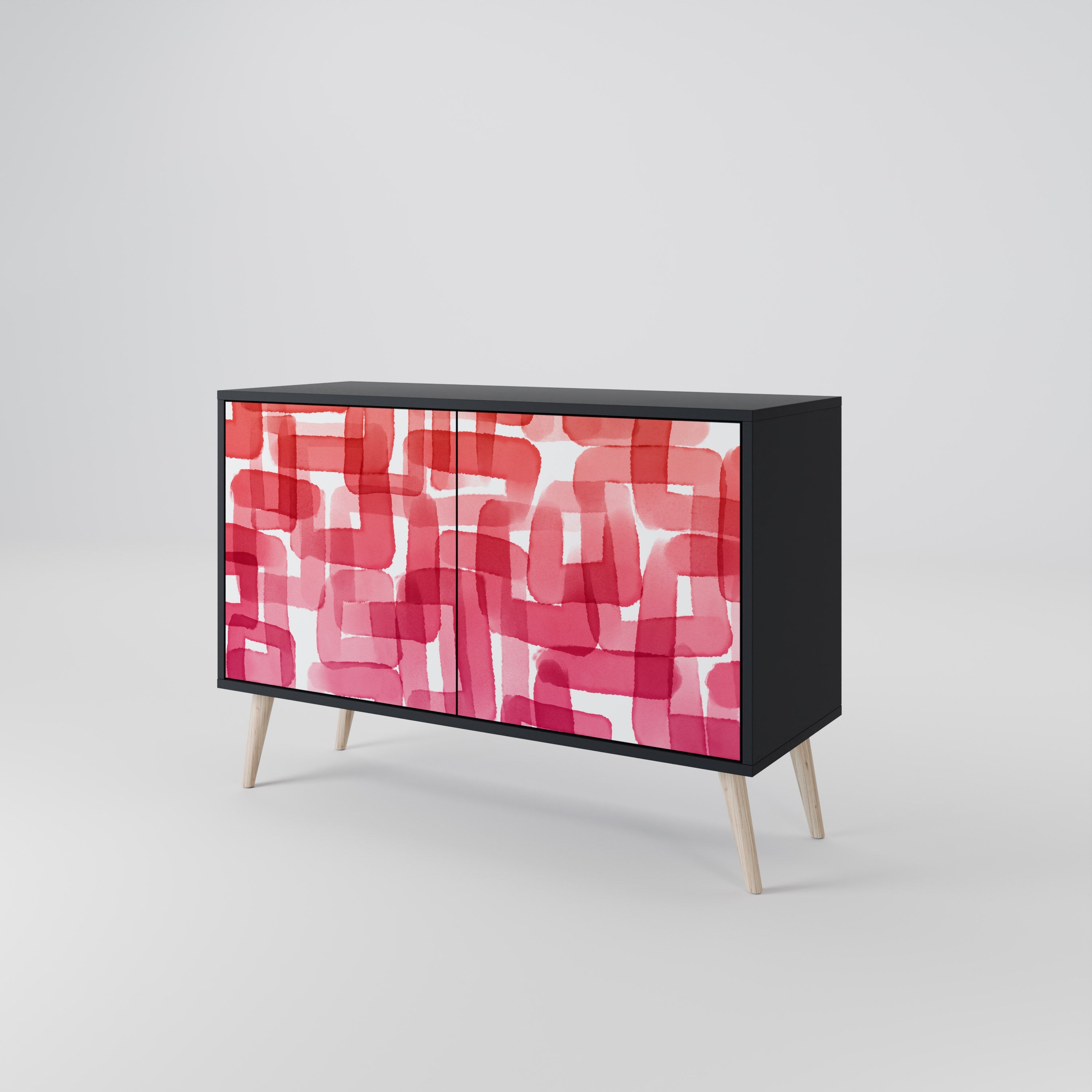 KALEIDOSCOPIC CUBISM Sideboard mit 2 Türen in Schwarz