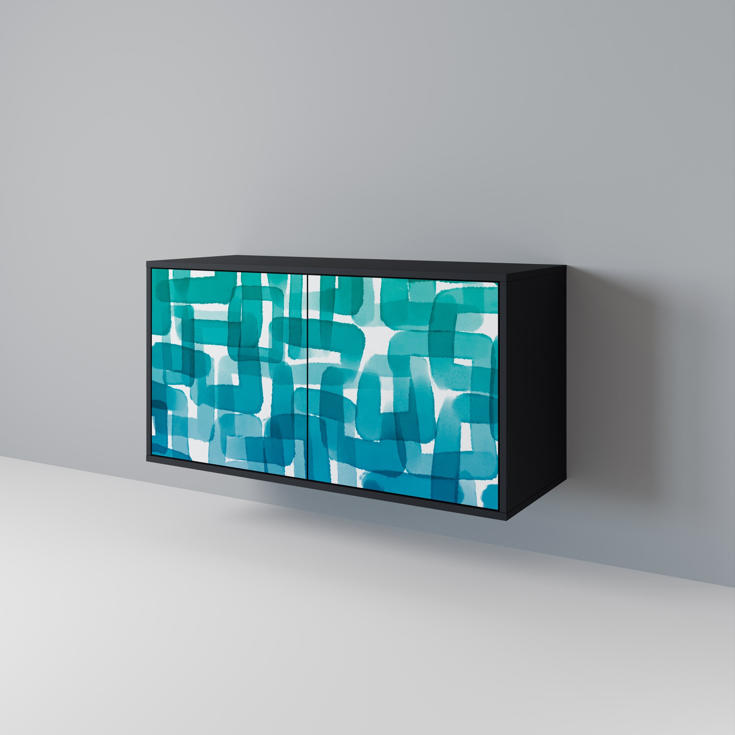 TURQUOISE RECTANGLES Sideboard mit 2 Türen in Schwarz