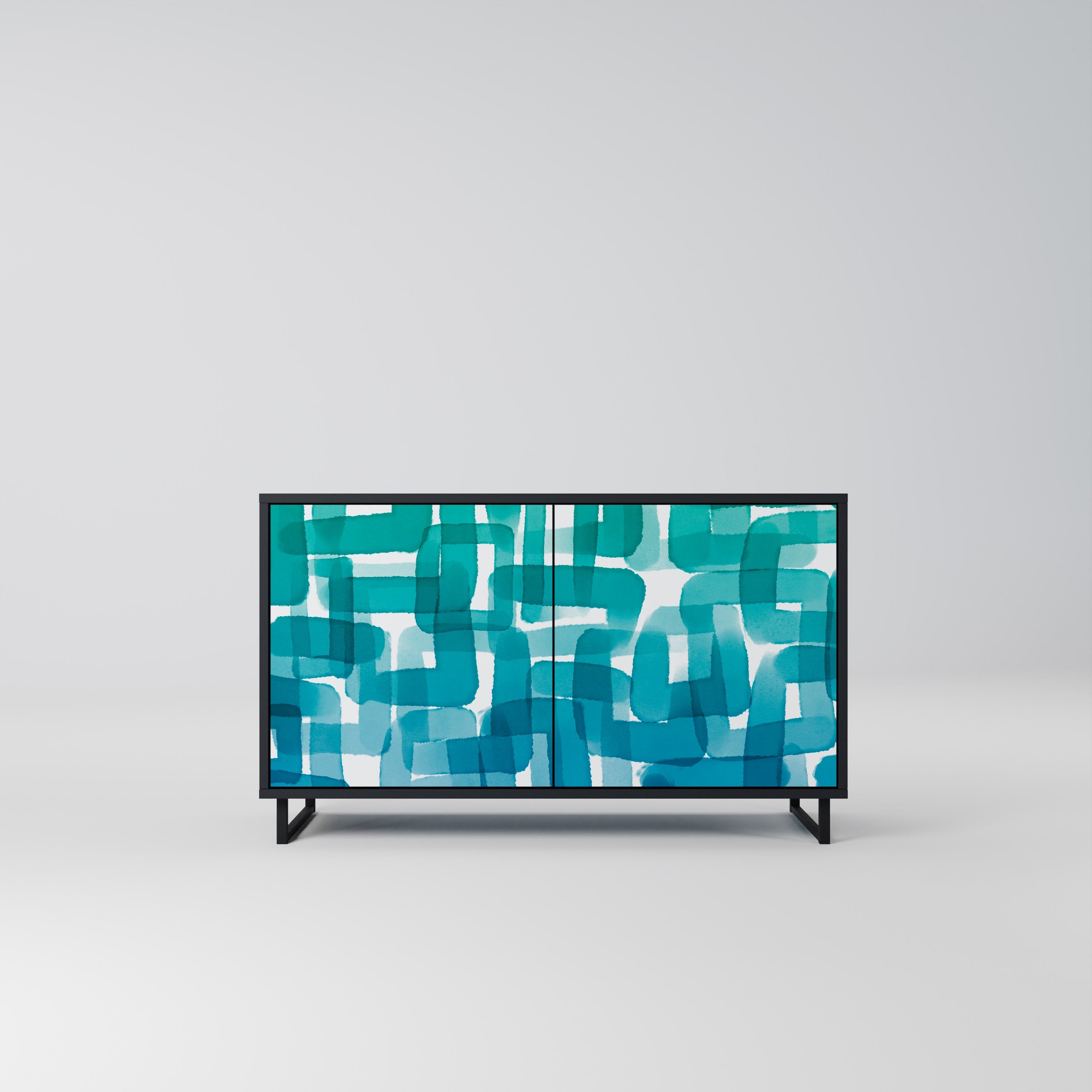 TURQUOISE RECTANGLES Sideboard mit 2 Türen in Schwarz