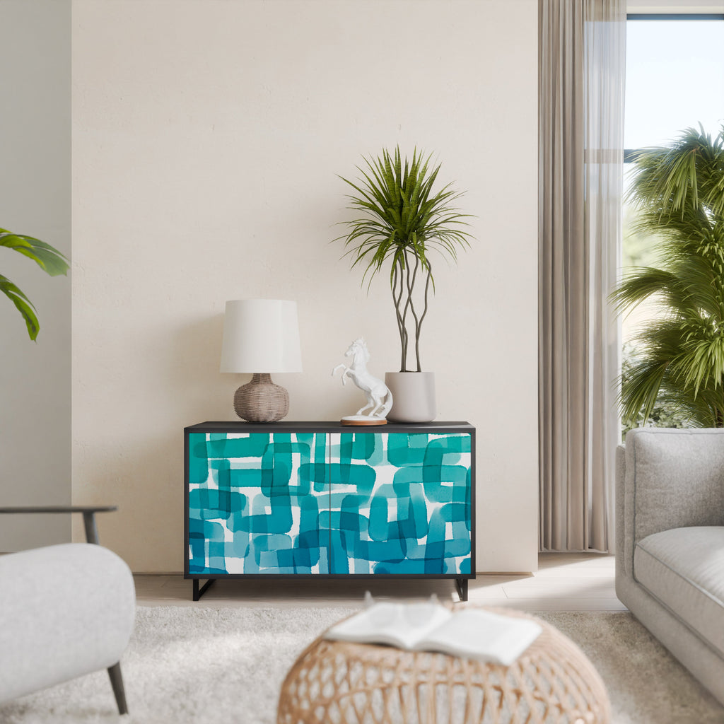 TURQUOISE RECTANGLES Sideboard mit 2 Türen in Schwarz