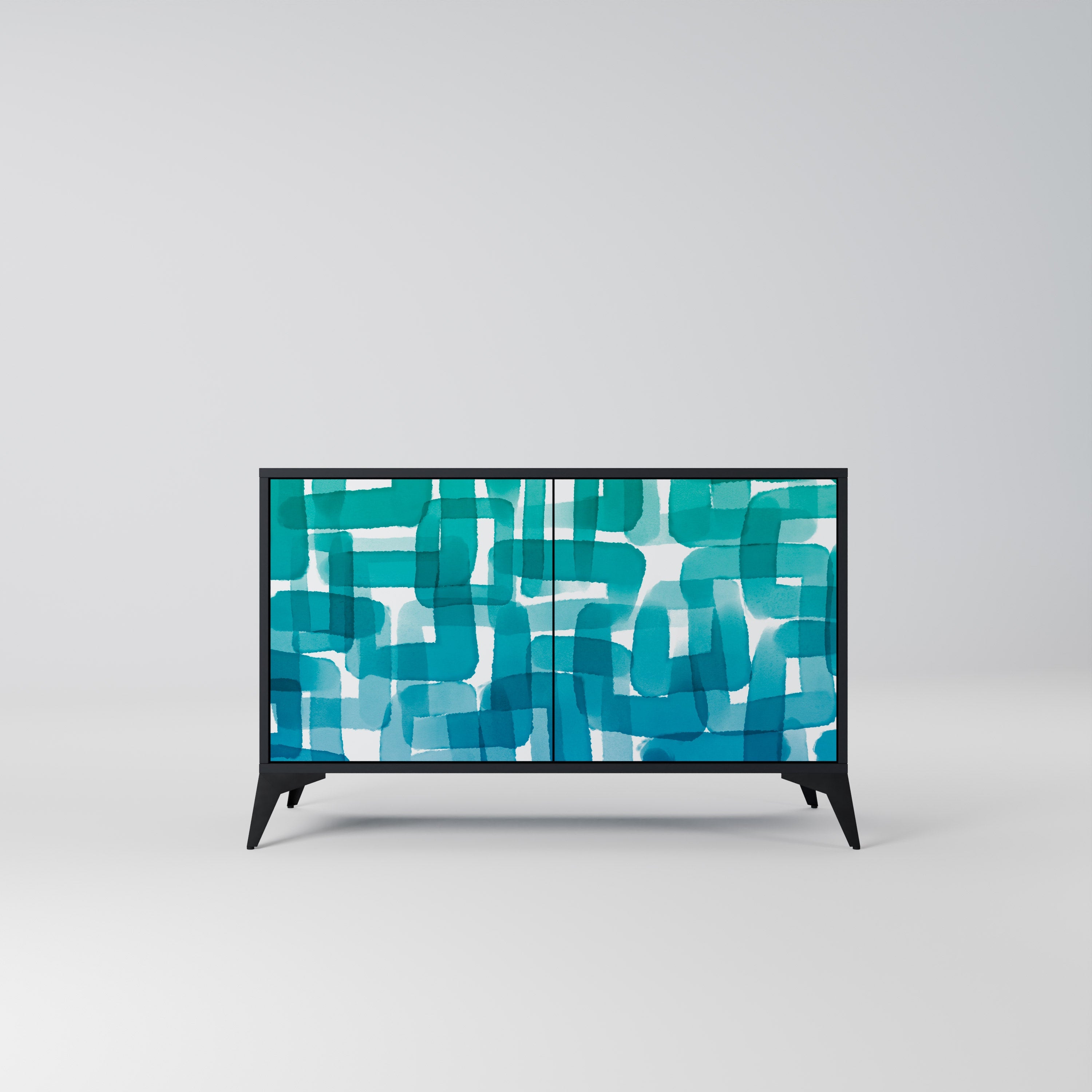 TURQUOISE RECTANGLES Sideboard mit 2 Türen in Schwarz