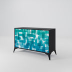 TURQUOISE RECTANGLES Sideboard mit 2 Türen in Schwarz