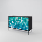 TURQUOISE RECTANGLES Sideboard mit 2 Türen in Schwarz