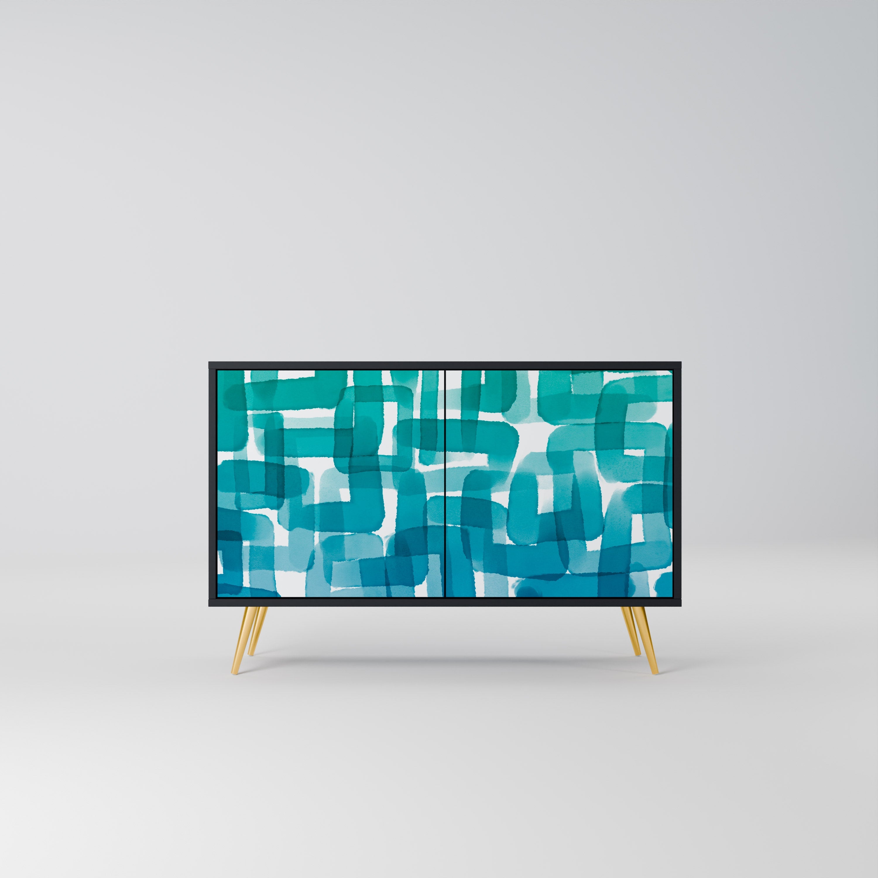 TURQUOISE RECTANGLES Sideboard mit 2 Türen in Schwarz