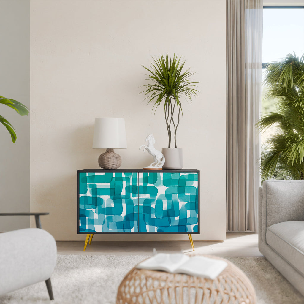 TURQUOISE RECTANGLES Sideboard mit 2 Türen in Schwarz