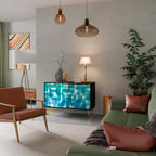 TURQUOISE RECTANGLES Sideboard mit 2 Türen in Schwarz