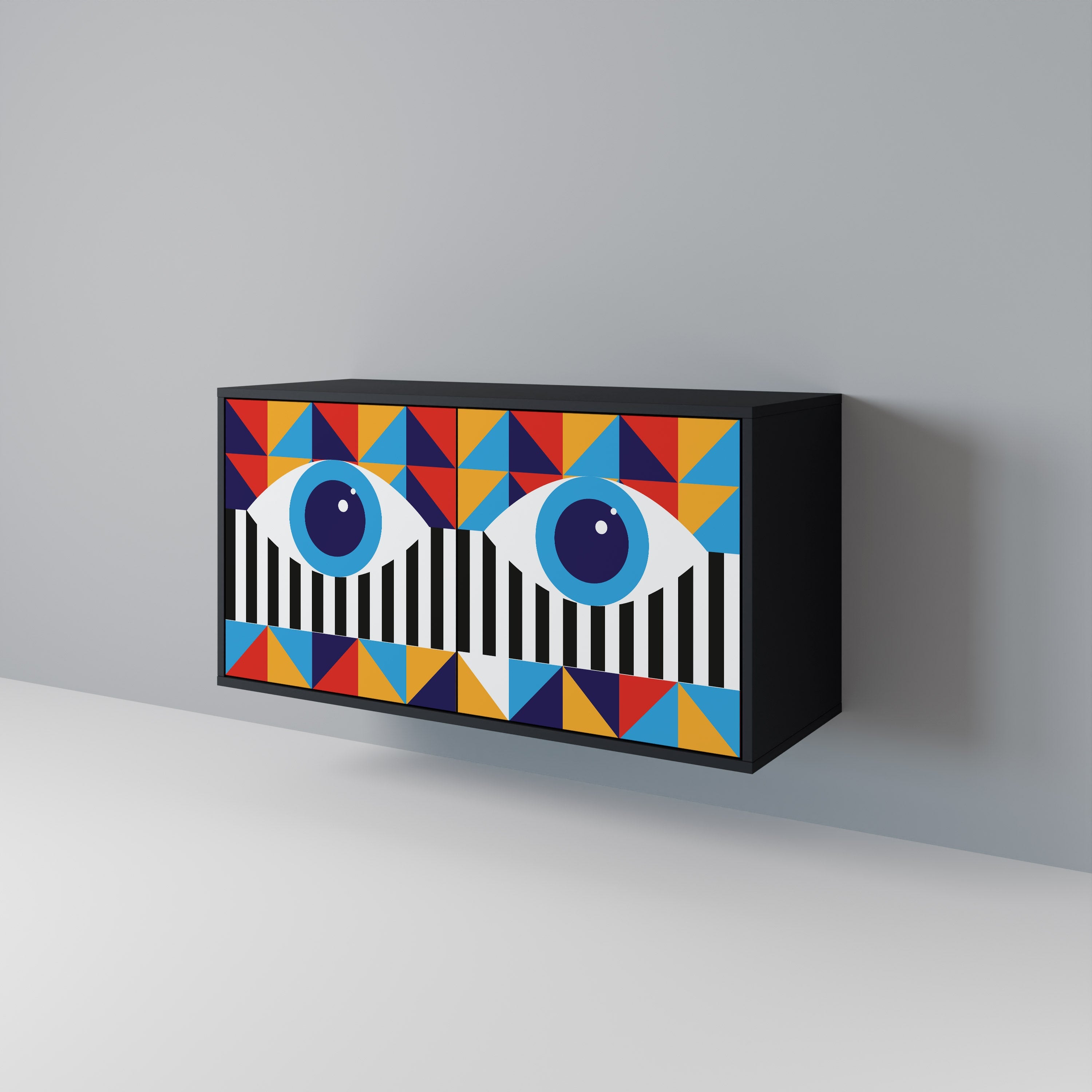 ABSTRACTION AND GEOMETRY Sideboard mit 2 Türen in Schwarz