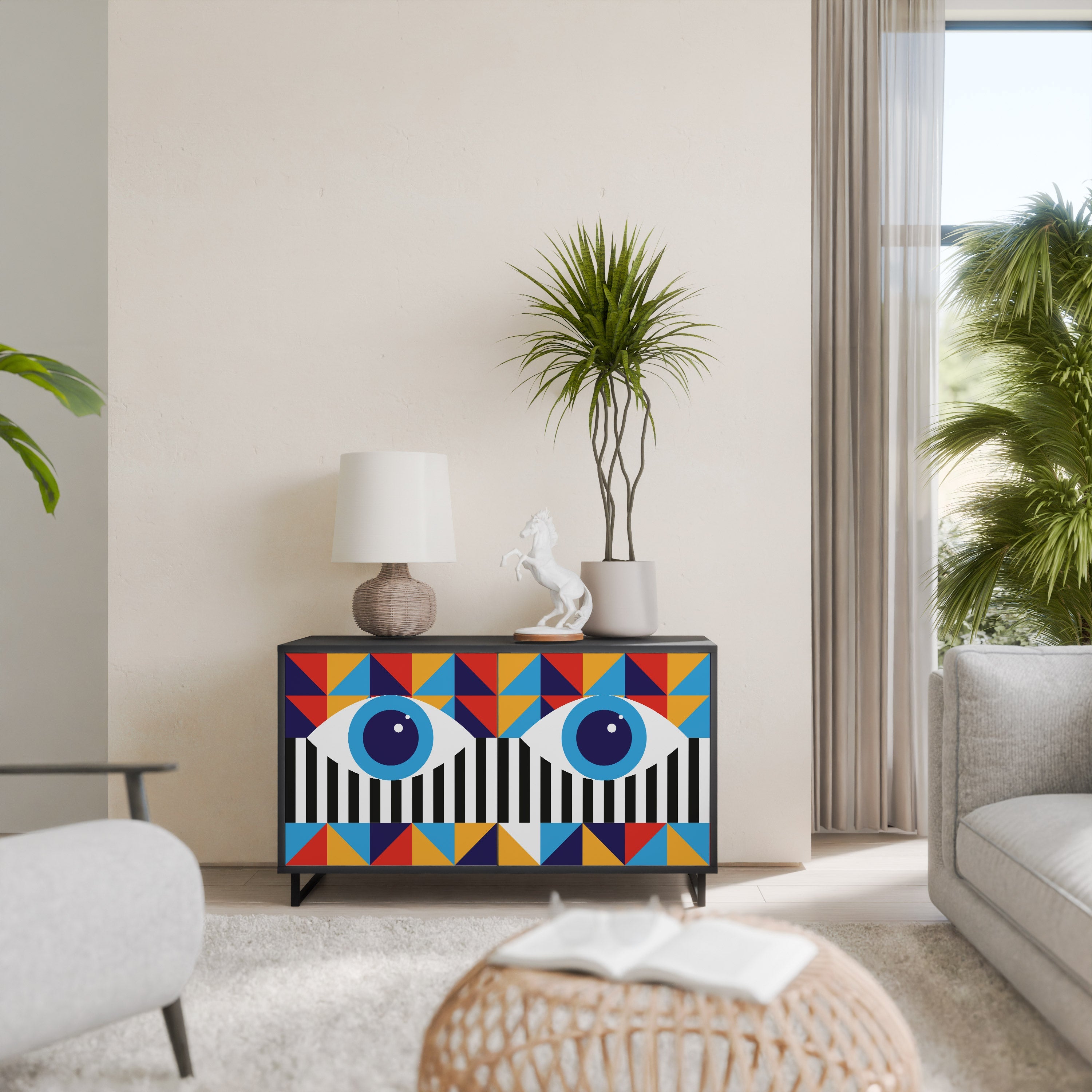 ABSTRACTION AND GEOMETRY Sideboard mit 2 Türen in Schwarz