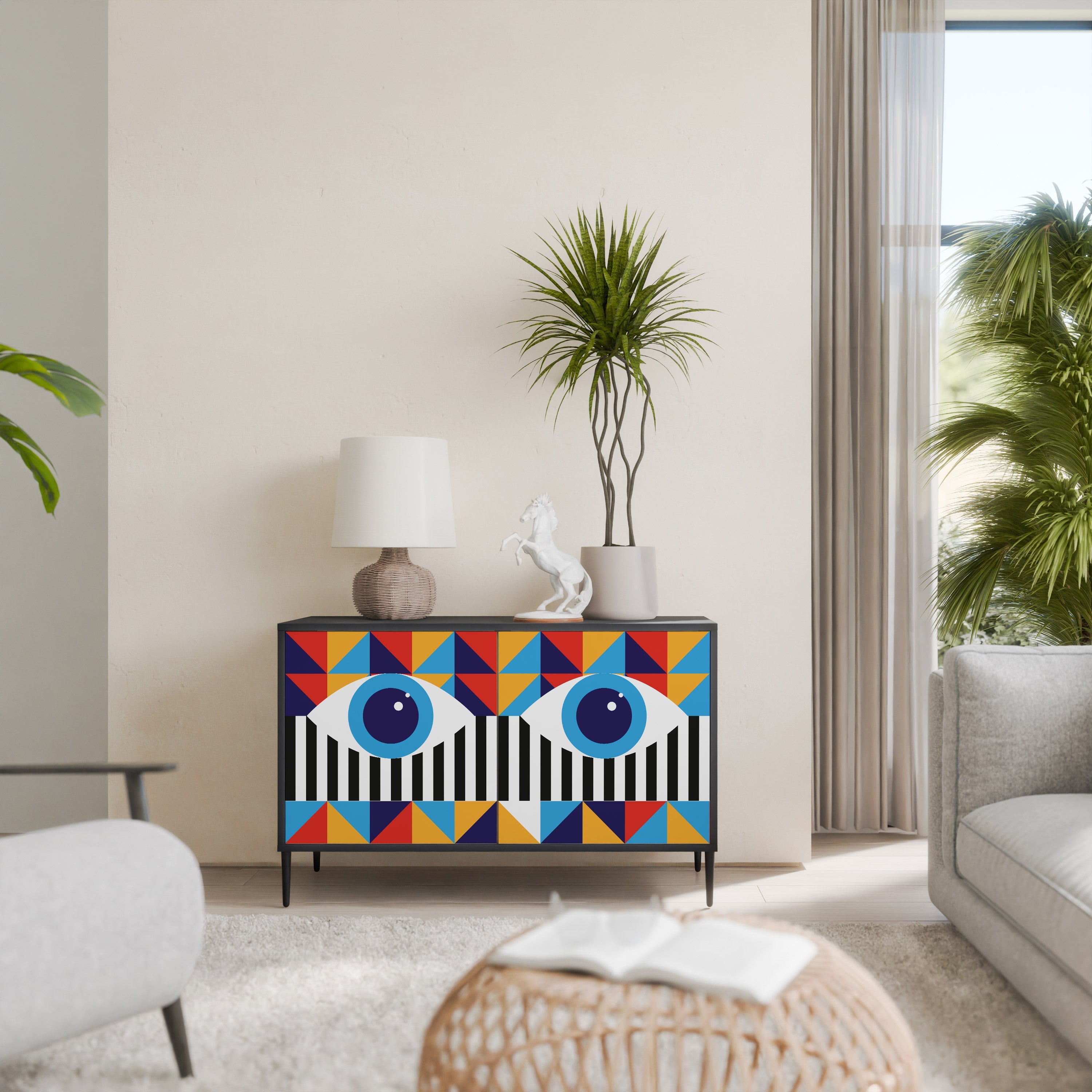 ABSTRACTION AND GEOMETRY Sideboard mit 2 Türen in Schwarz