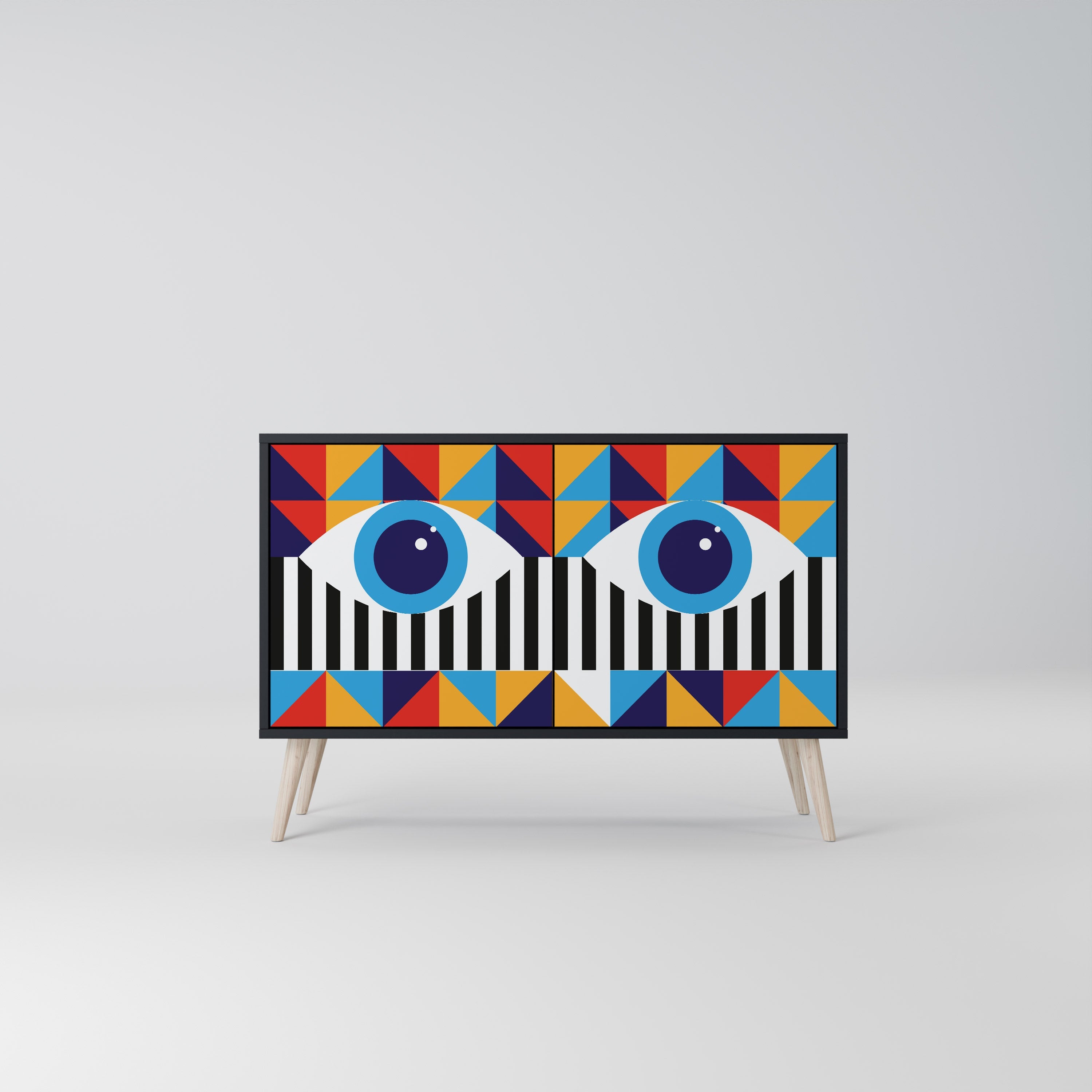 ABSTRACTION AND GEOMETRY Sideboard mit 2 Türen in Schwarz