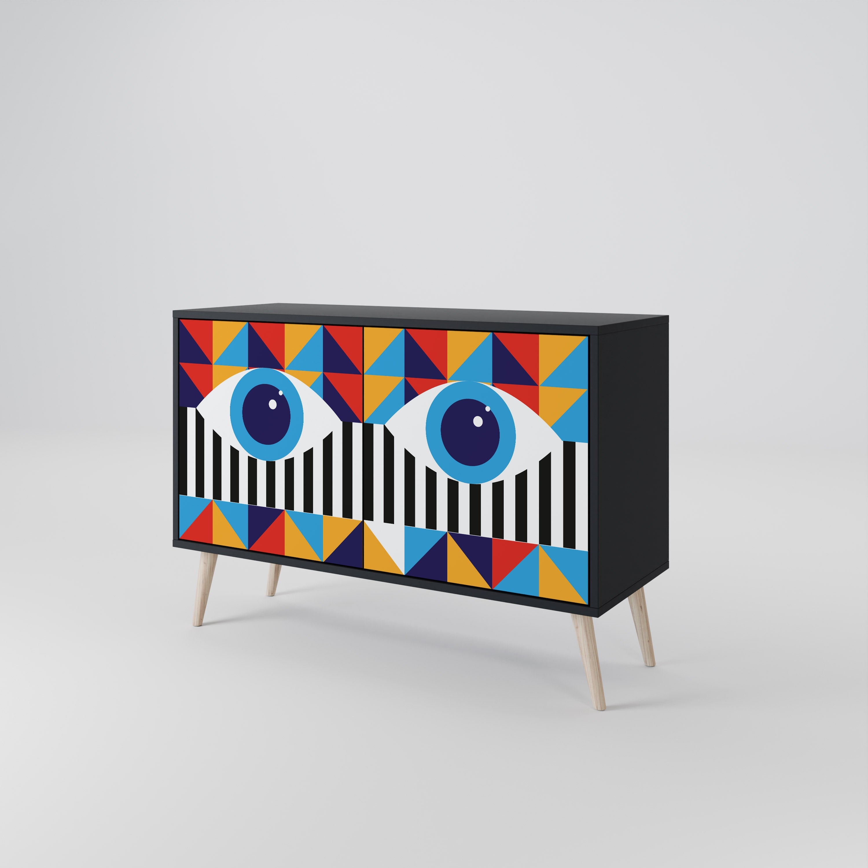 ABSTRACTION AND GEOMETRY Sideboard mit 2 Türen in Schwarz