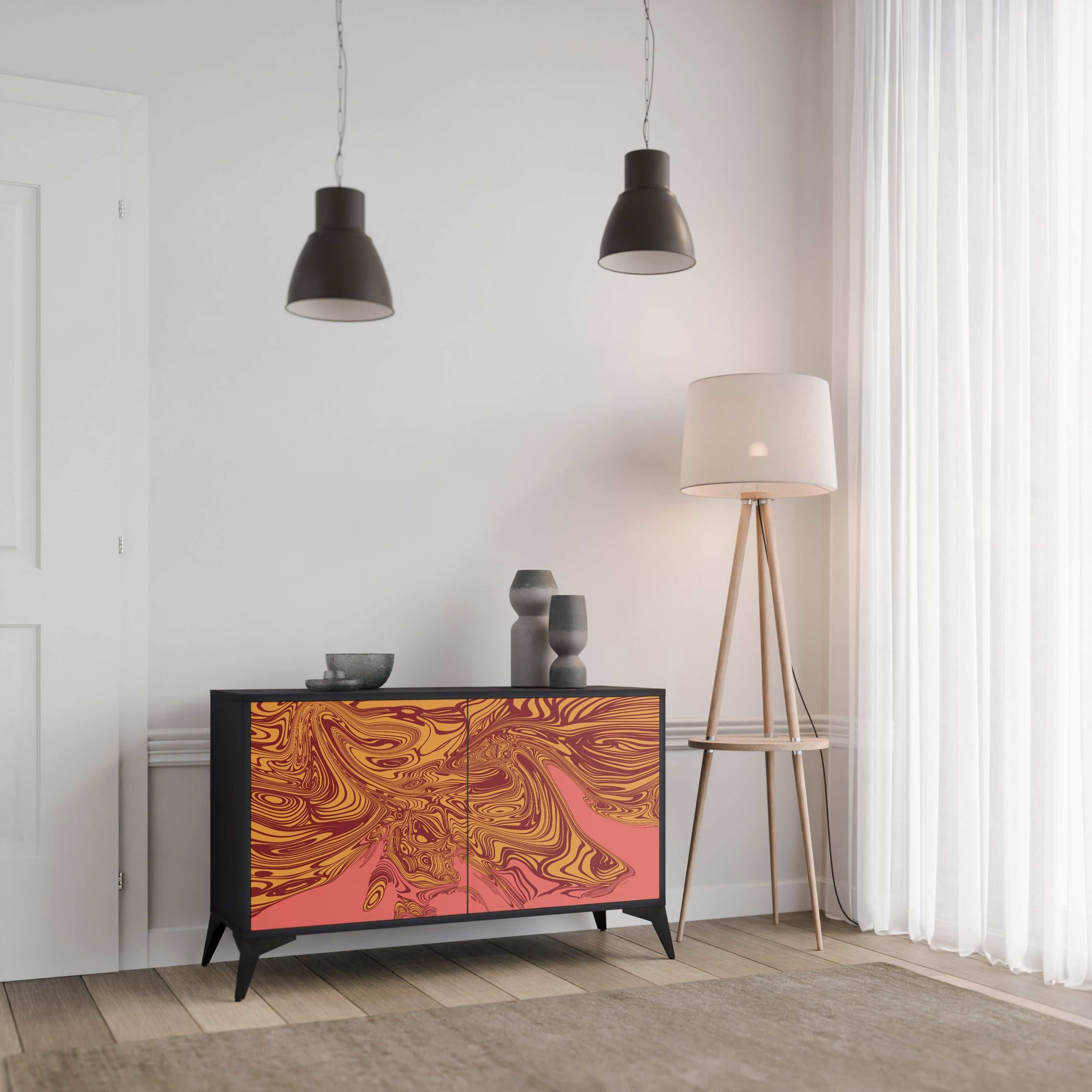 FLOATING THOUGHTS Sideboard mit 2 Türen in Schwarz