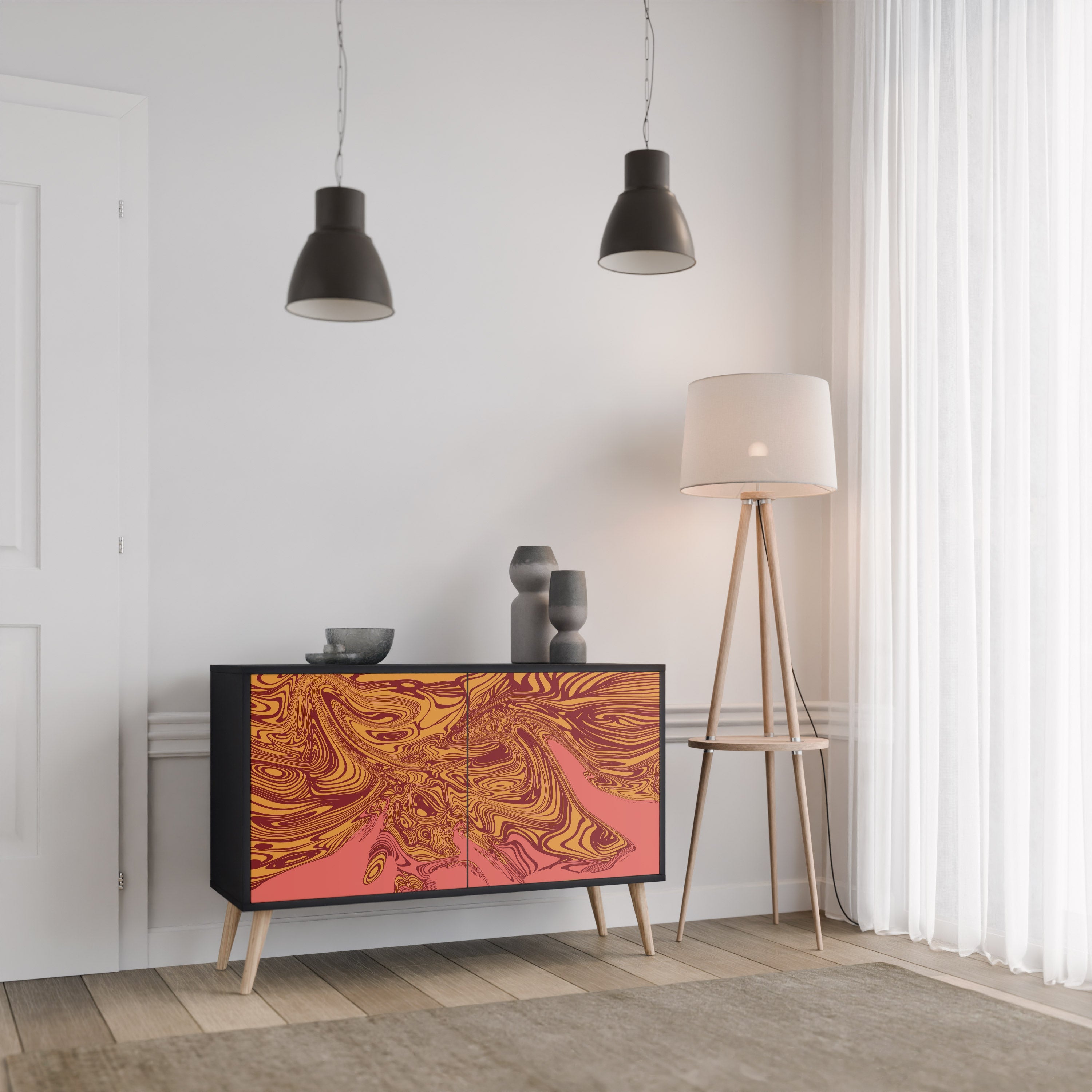 FLOATING THOUGHTS Sideboard mit 2 Türen in Schwarz