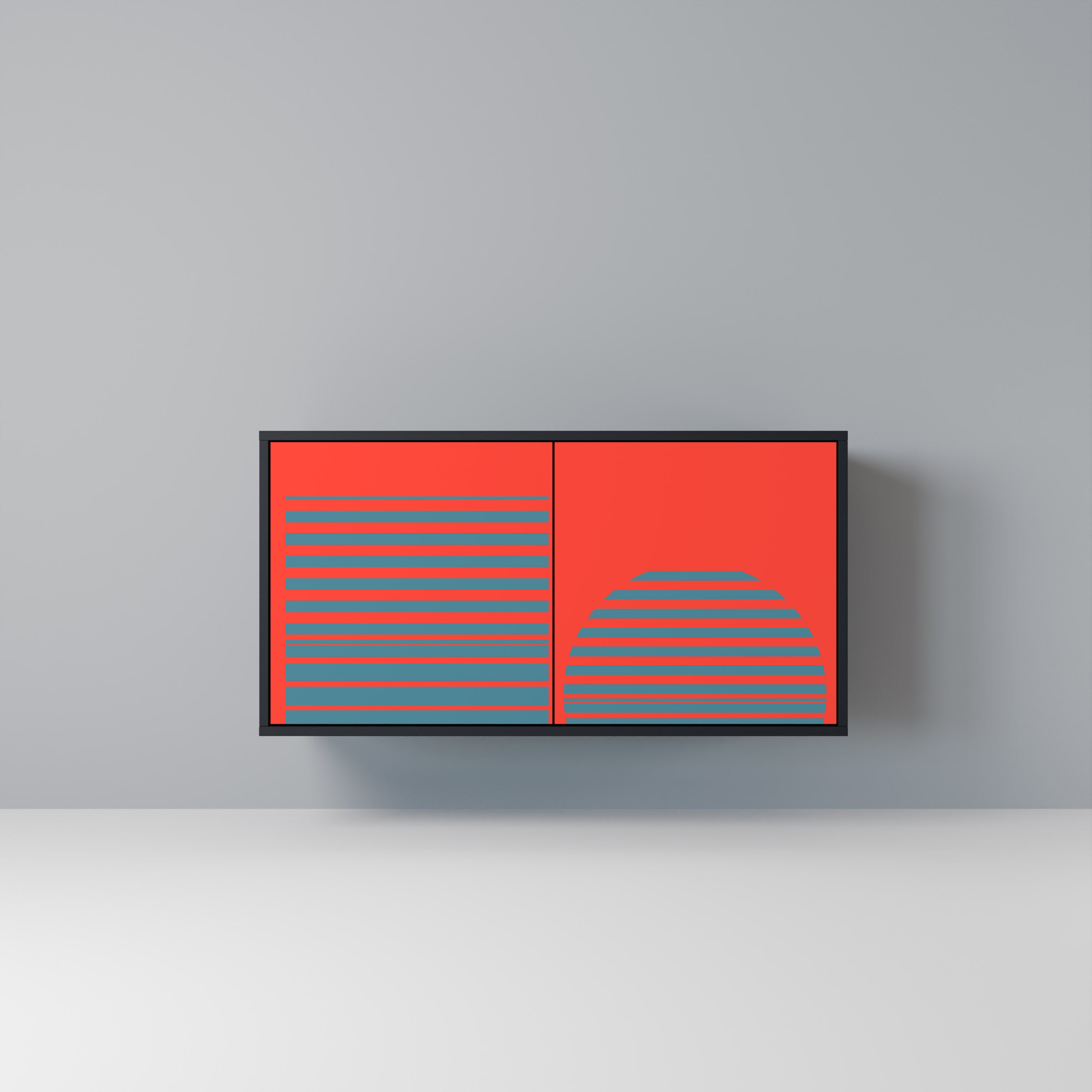 RISING GEOMETRY STARS Sideboard mit 2 Türen in Schwarz