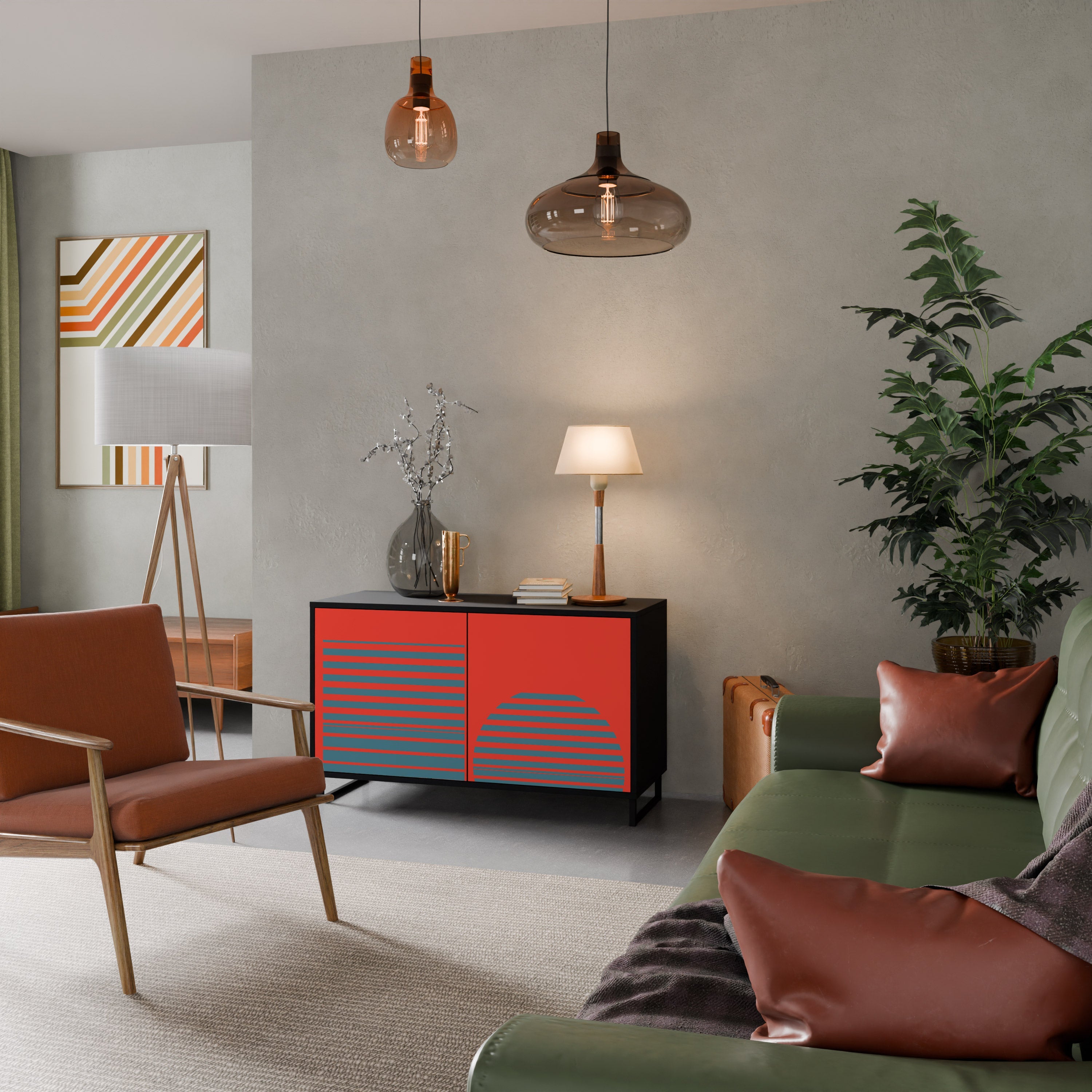 RISING GEOMETRY STARS Sideboard mit 2 Türen in Schwarz